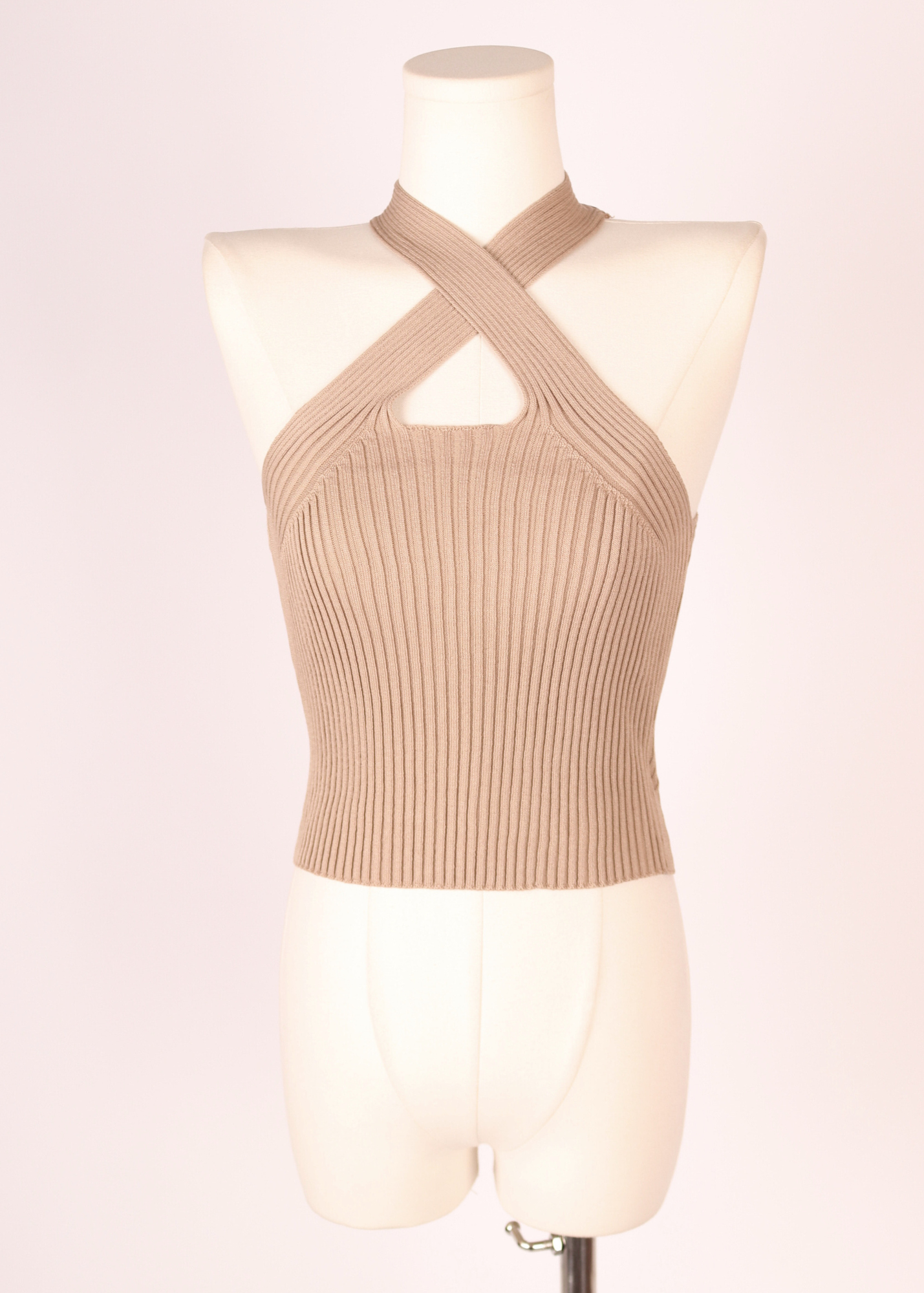 TOP HALTER DE PUNTO CAMEL