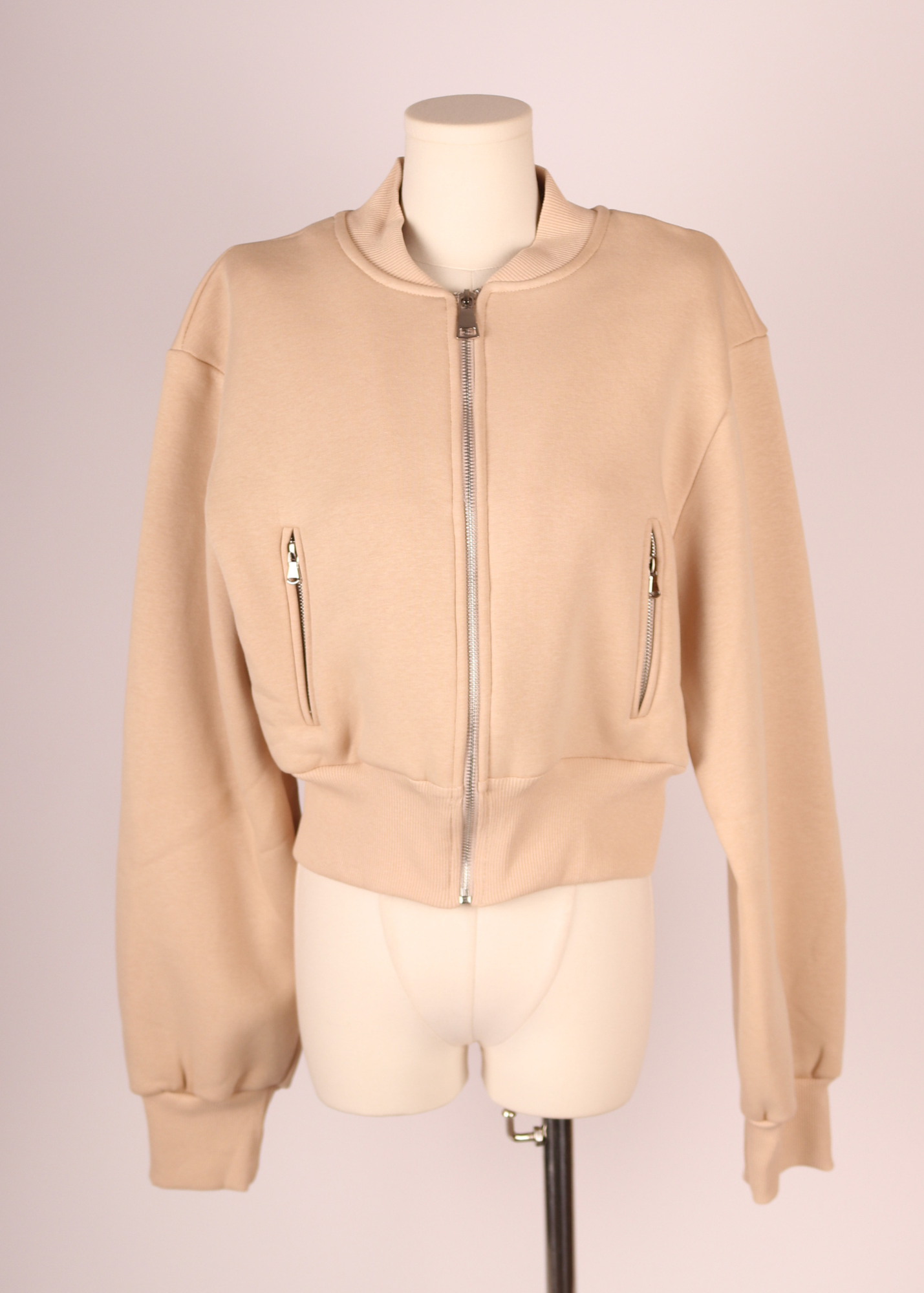 EP LUXURY BOMBER CROP BEIGE