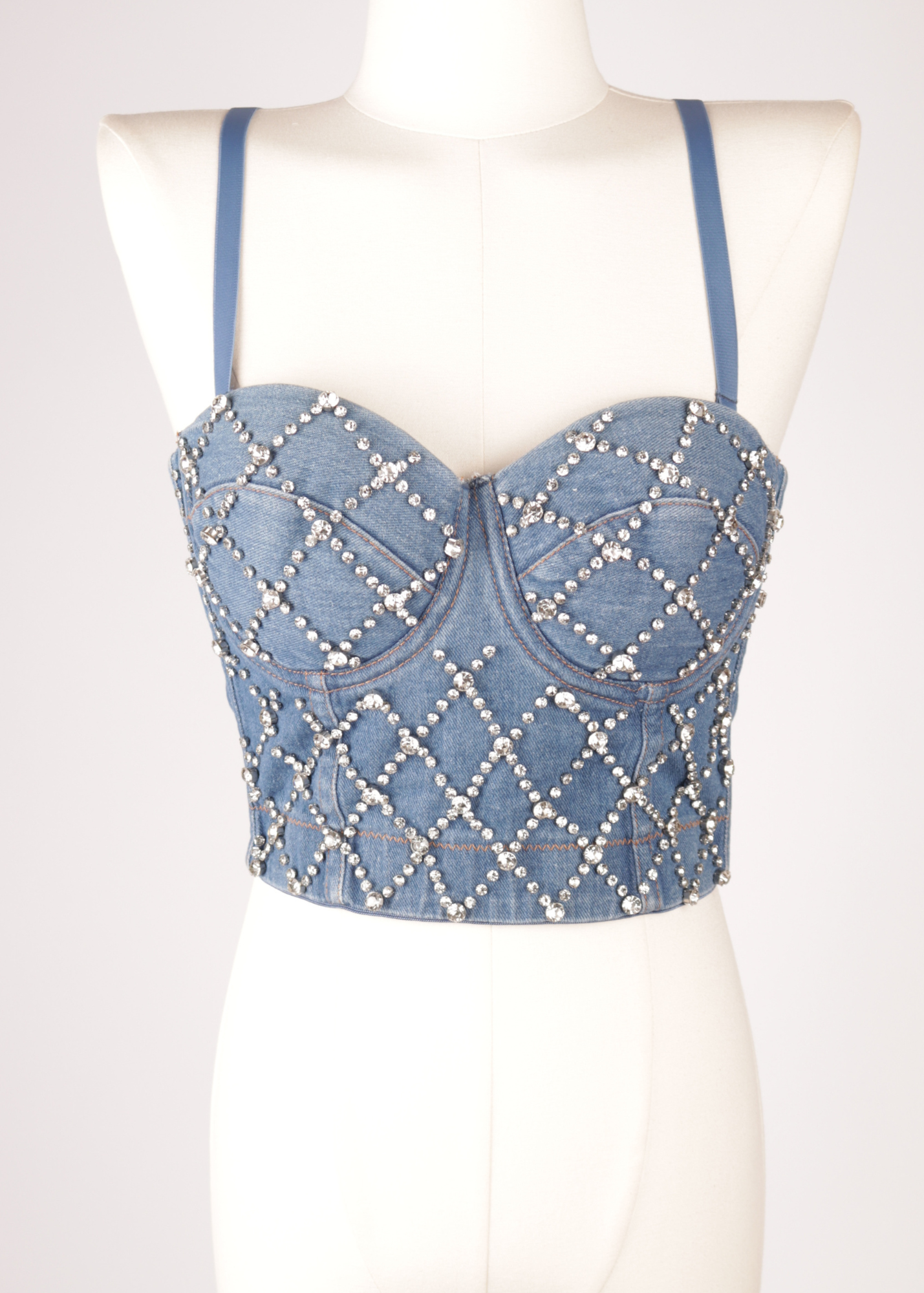 TOP CORSET BRALETTE PEDRERIA DENIM