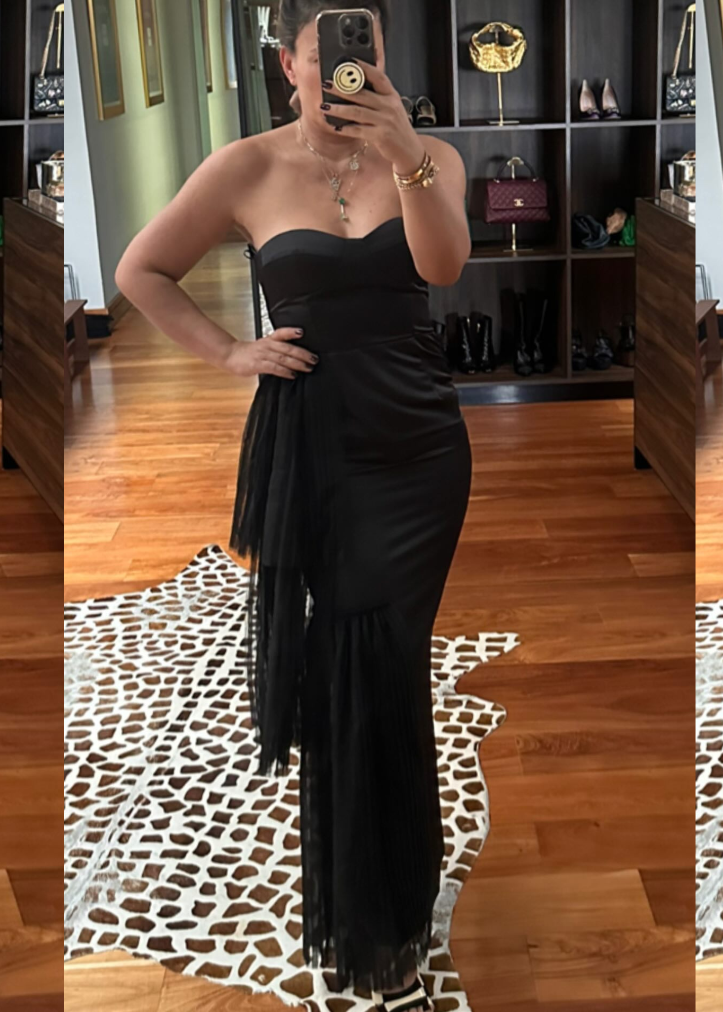 VESTIDO STRAPLESS TUL NEGRO