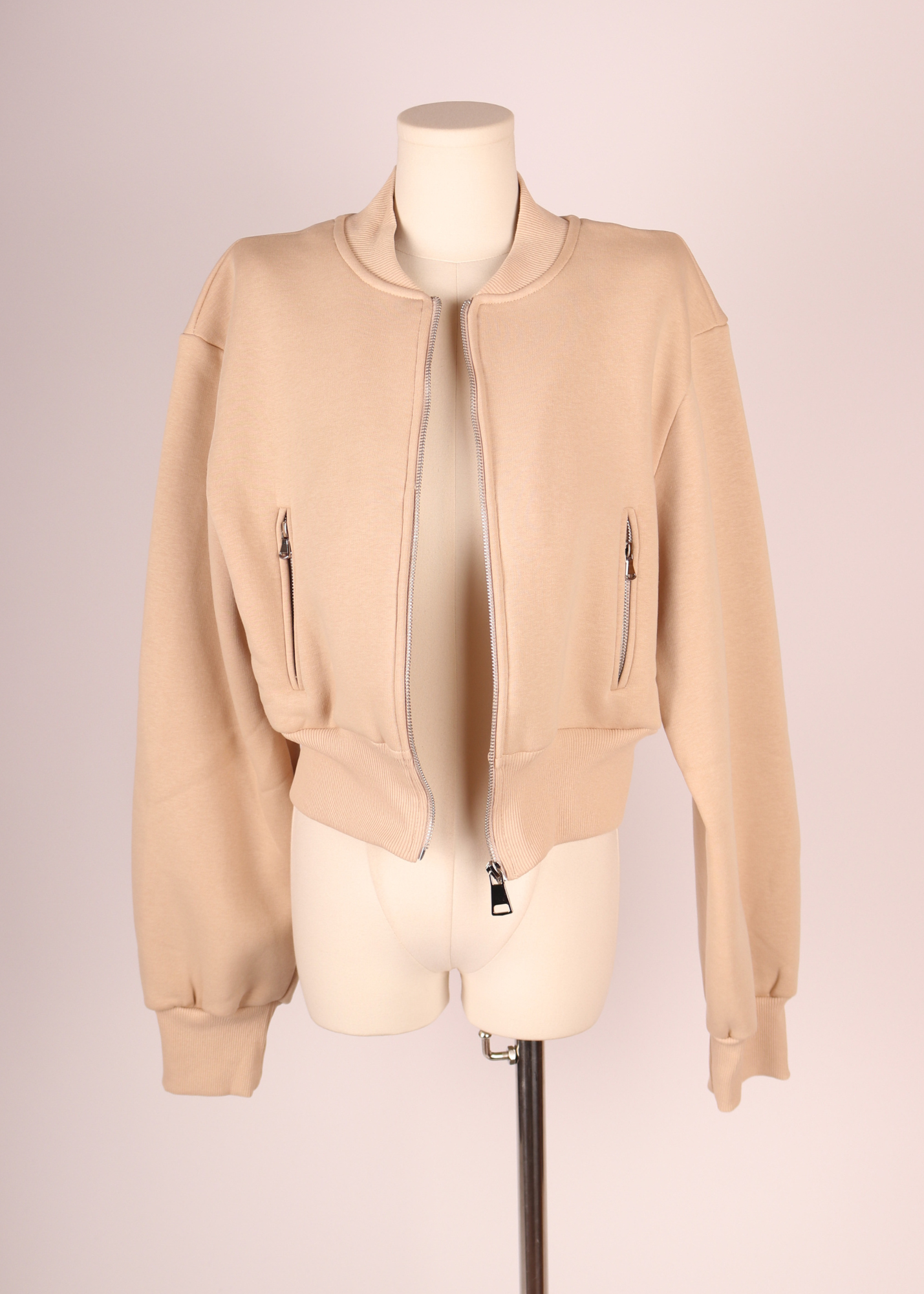 EP LUXURY BOMBER CROP BEIGE