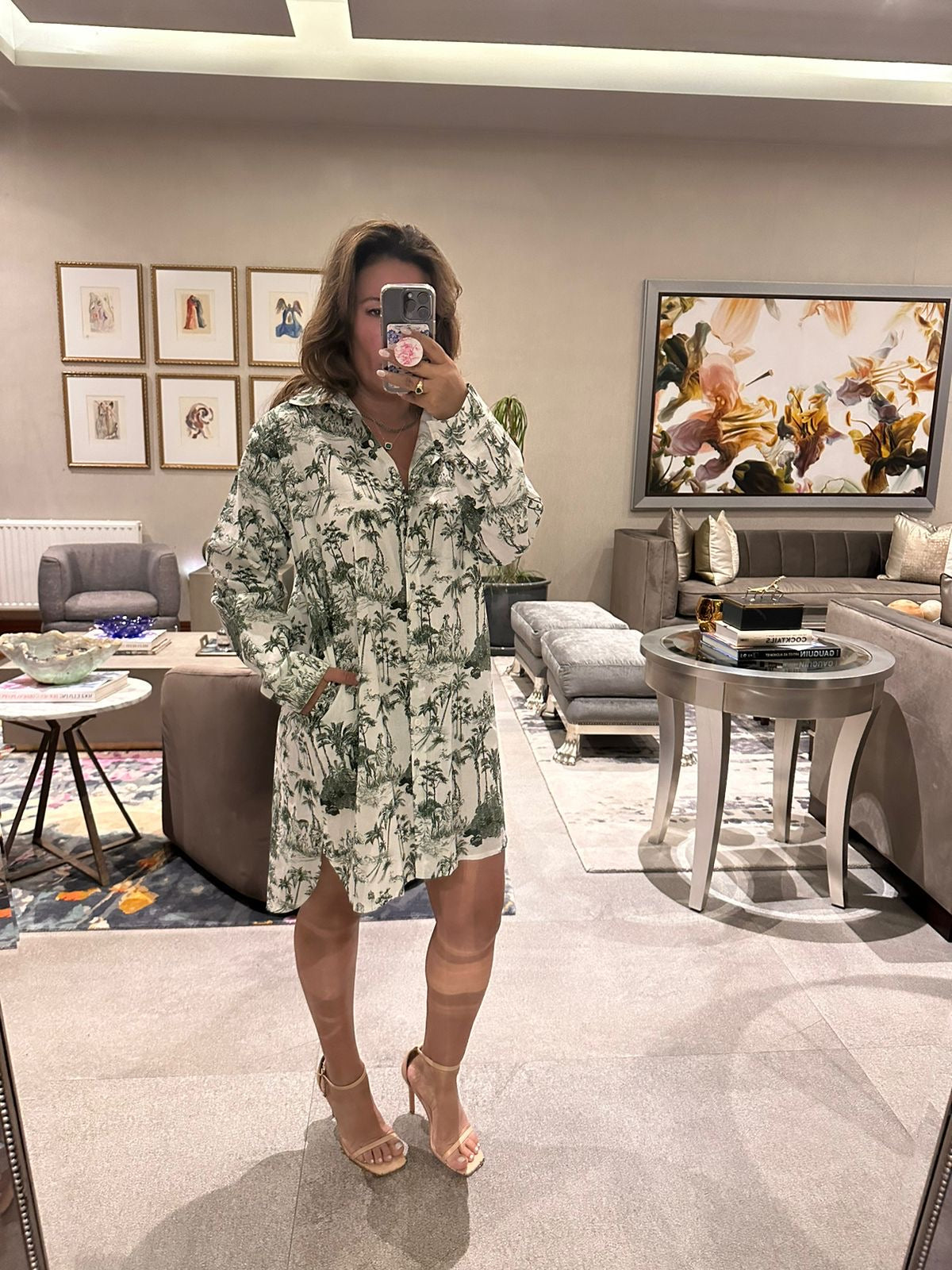 VESTIDO TUNICA CORTA ESTAMPADO VERDE