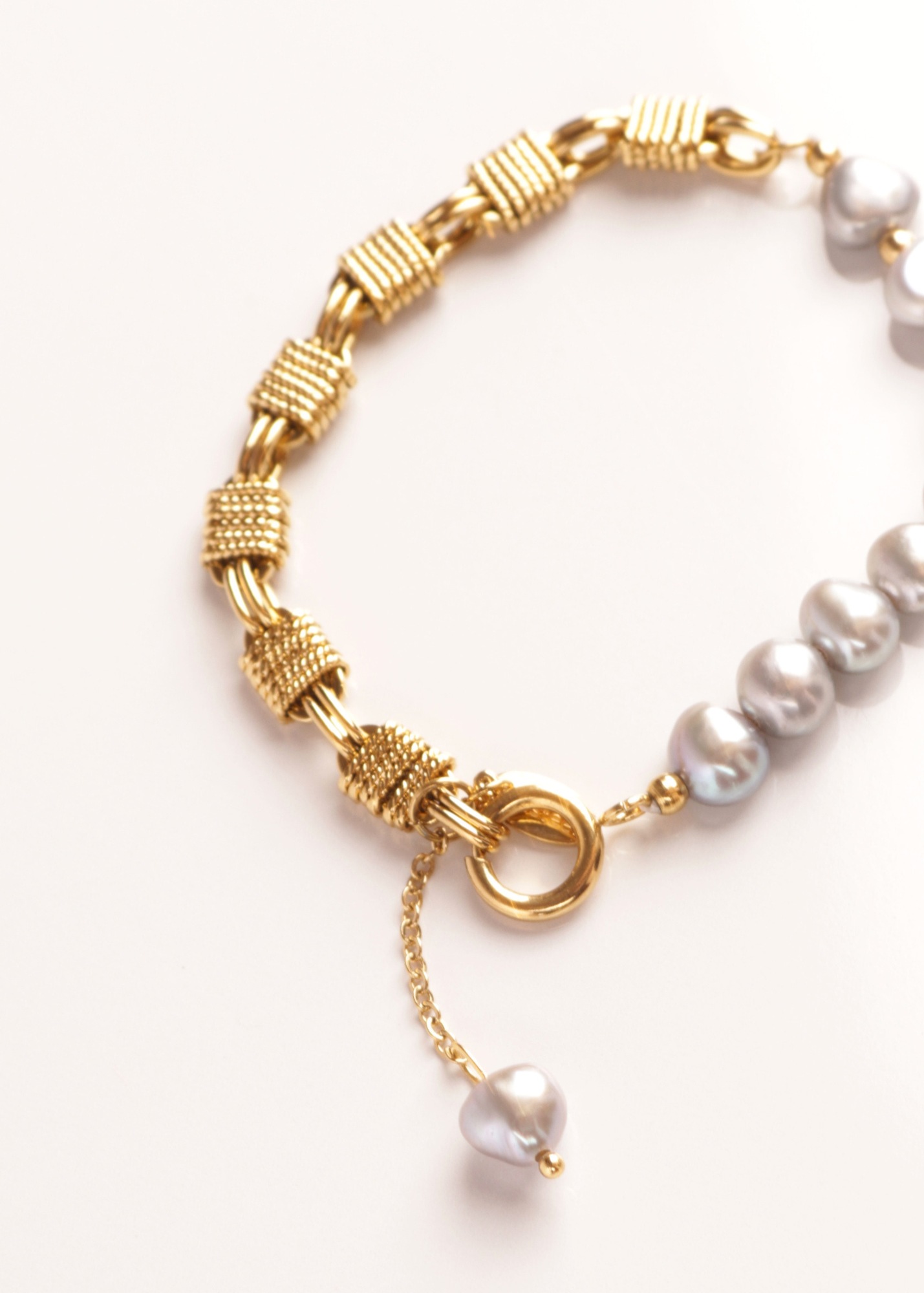 PULSERA ESLABON Y PERLAS