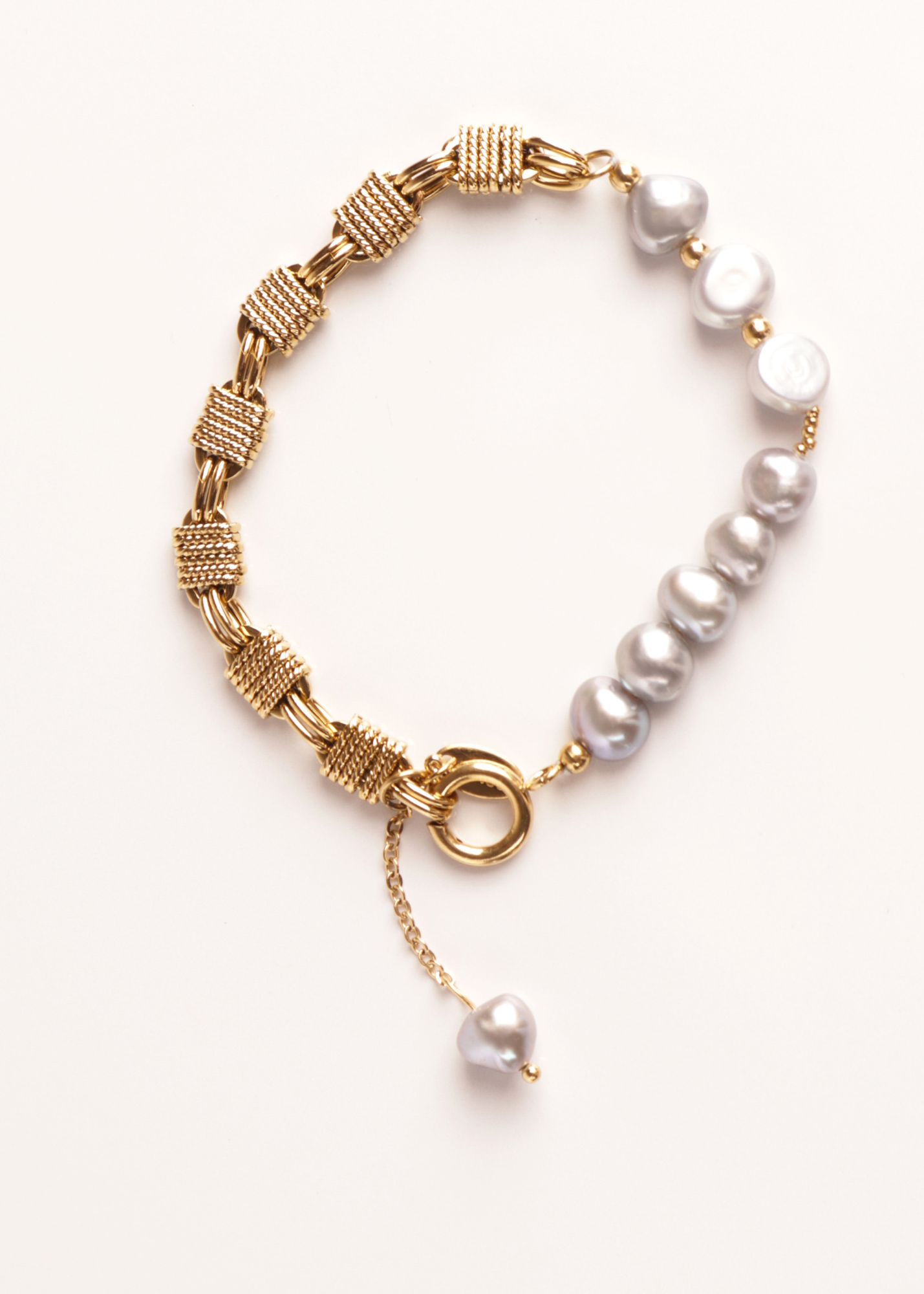 PULSERA ESLABON Y PERLAS
