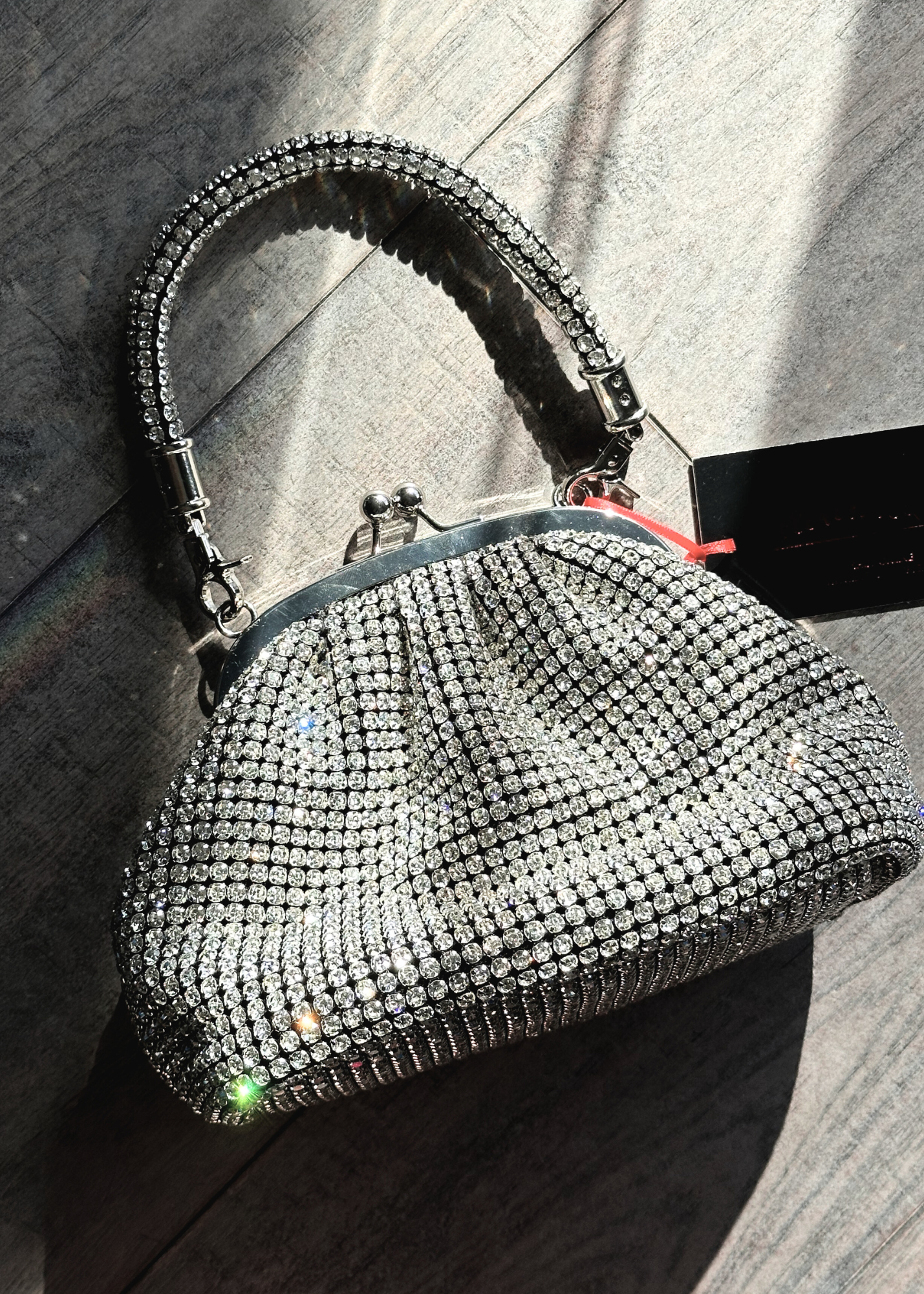 MINI BOLSO ASA CRISTALES PLATA