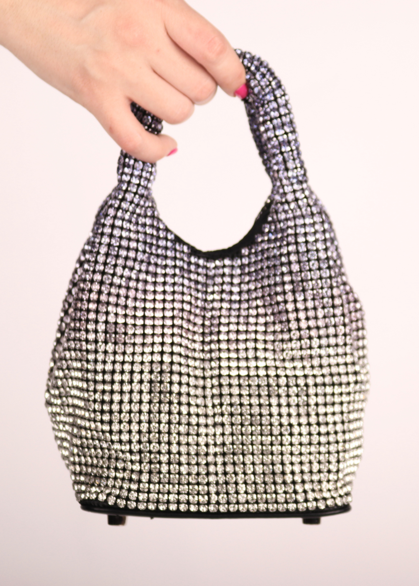 MINI BOLSO DE MANO CRISTALES LILA