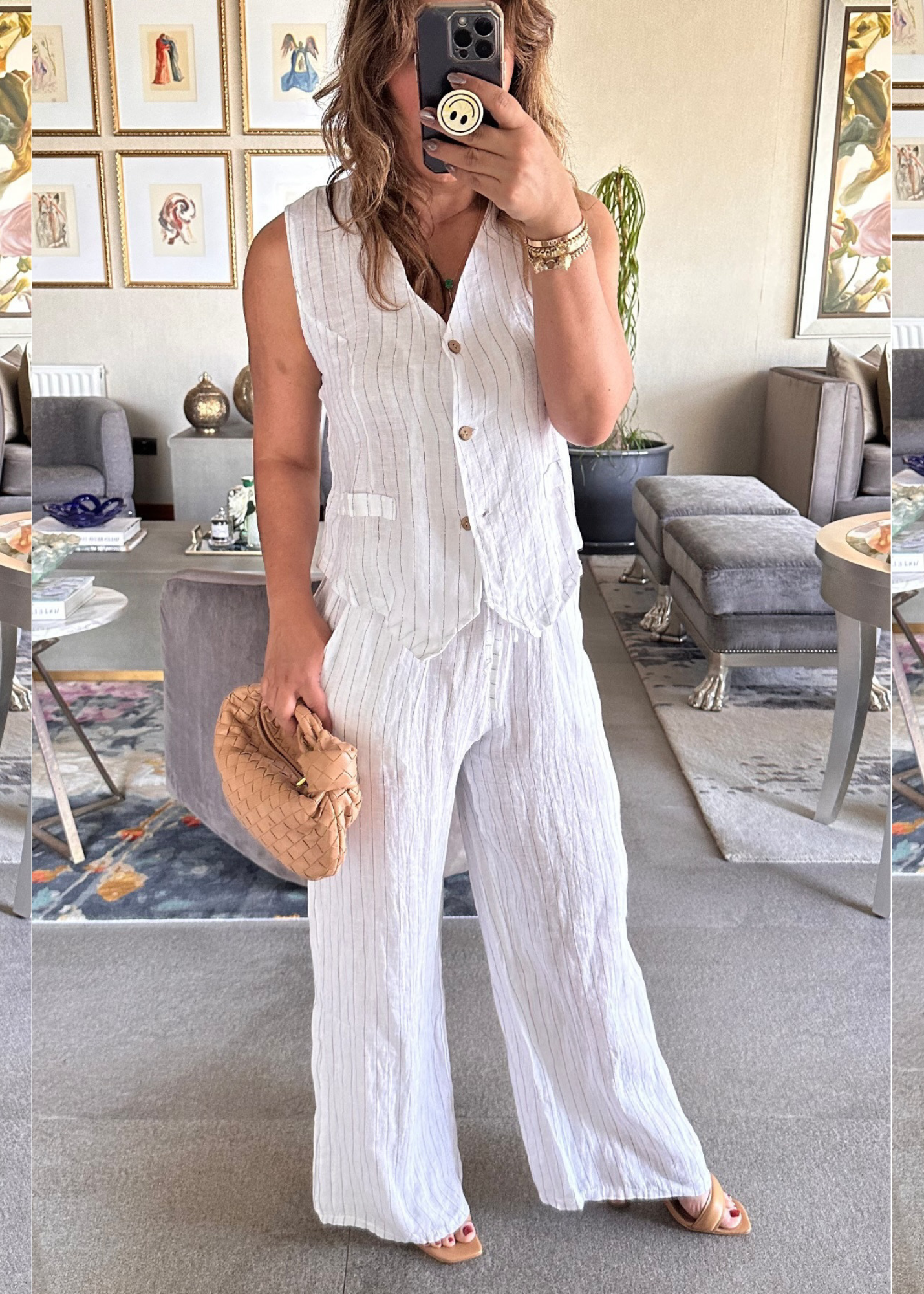 EP LUXURY SET CHALECO Y PANTALON LINEAS BLANCO