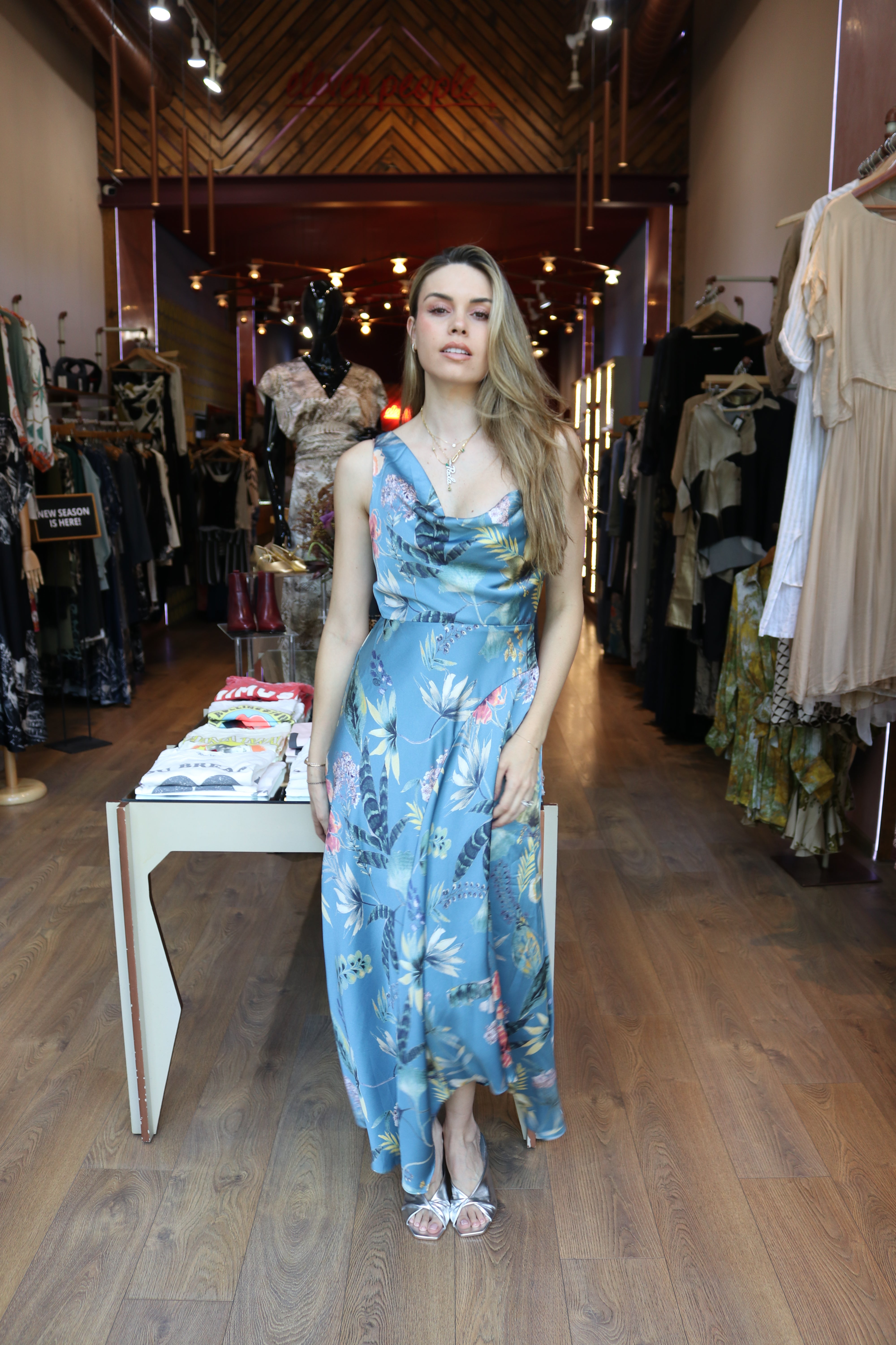 VESTIDO ASIMETRICO DRAPEADO FLORAL