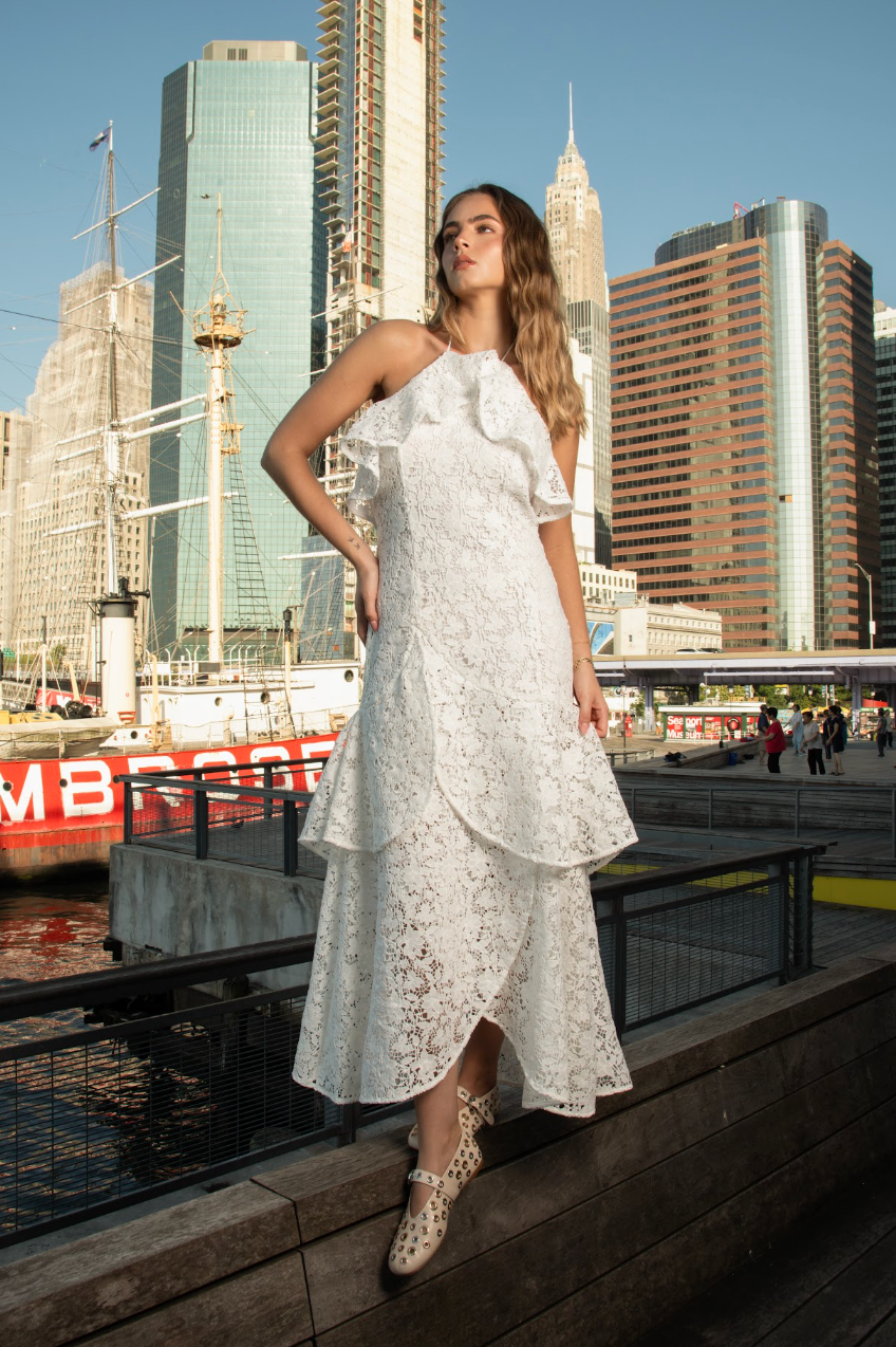 EP LUXURY VESTIDO HALTER ENCAJE VOLANTES B