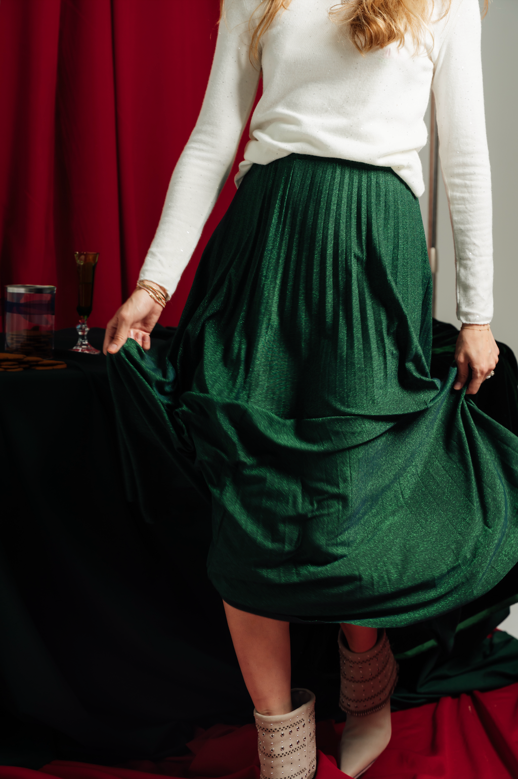 MAXI FALDA PLISADA DESTELLOS