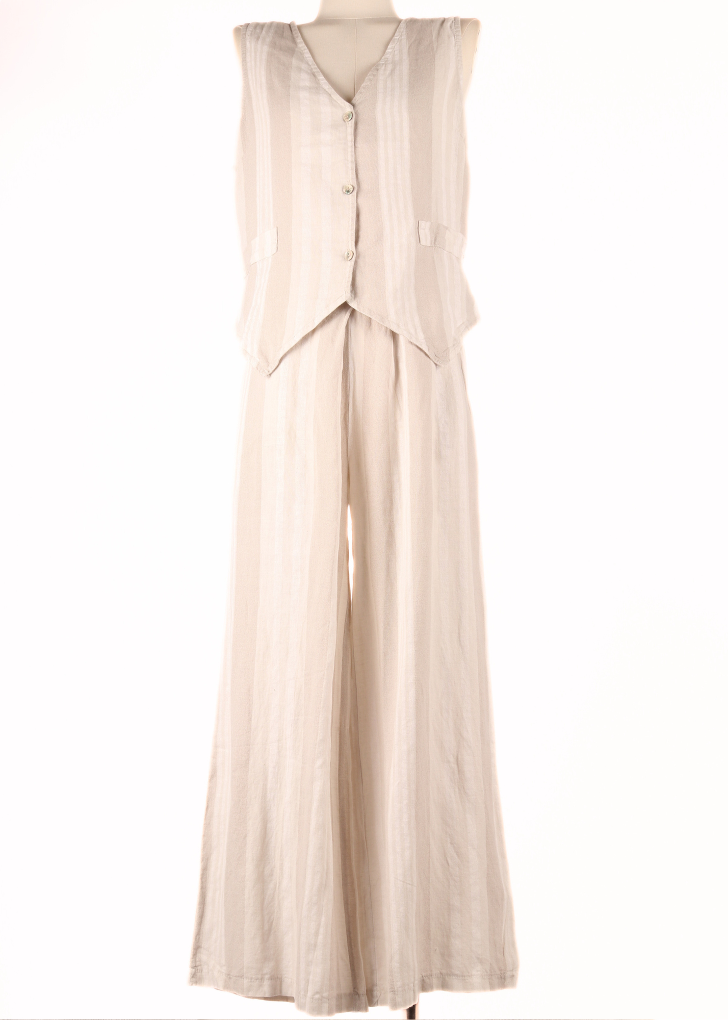 EP LUXURY SET CHALECO Y PANTALON RAYA PLANA BEIGE