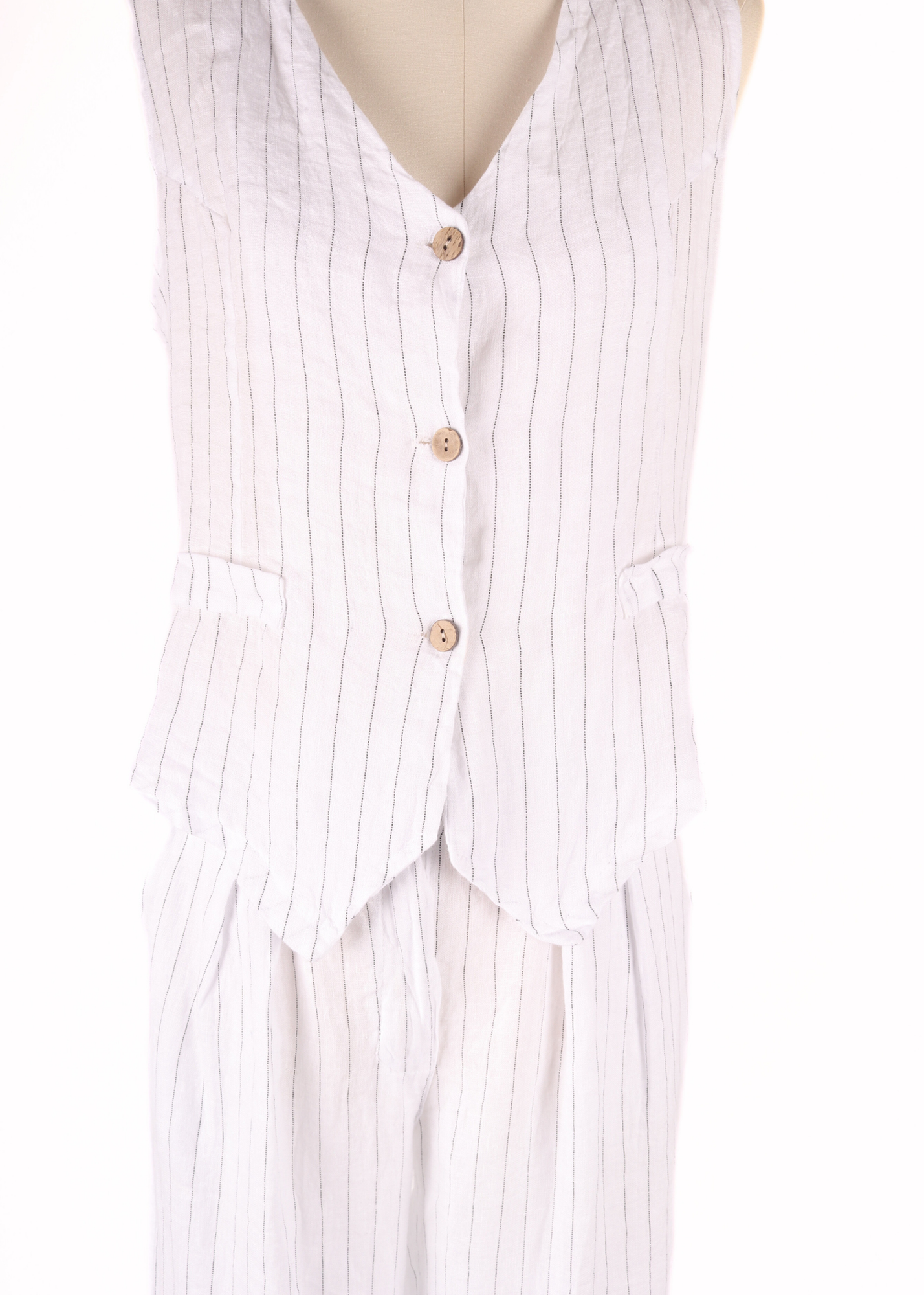 EP LUXURY SET DE CHALECO Y PANTALON A RAYAS BLANCO