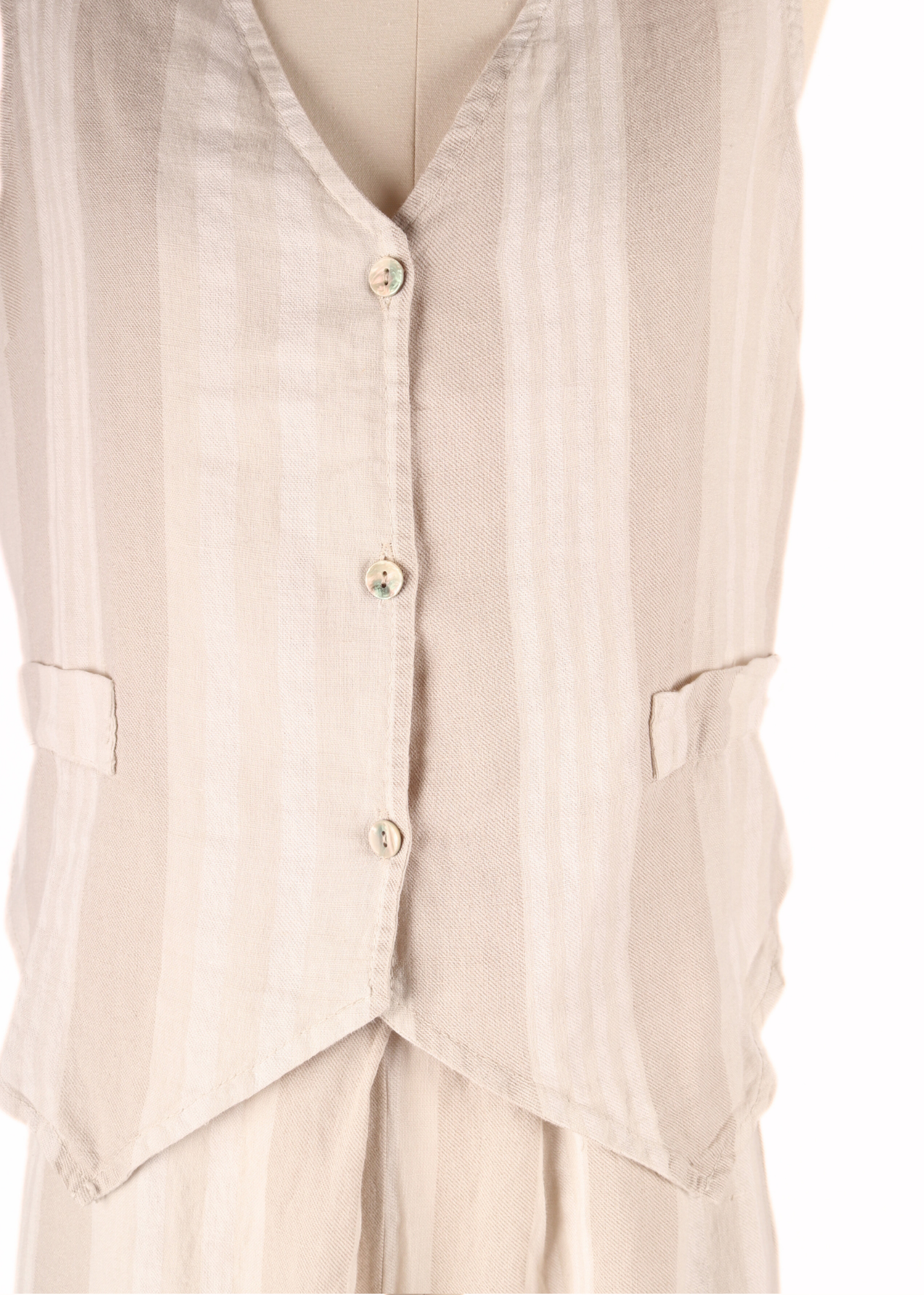 EP LUXURY SET CHALECO Y PANTALON RAYA PLANA BEIGE