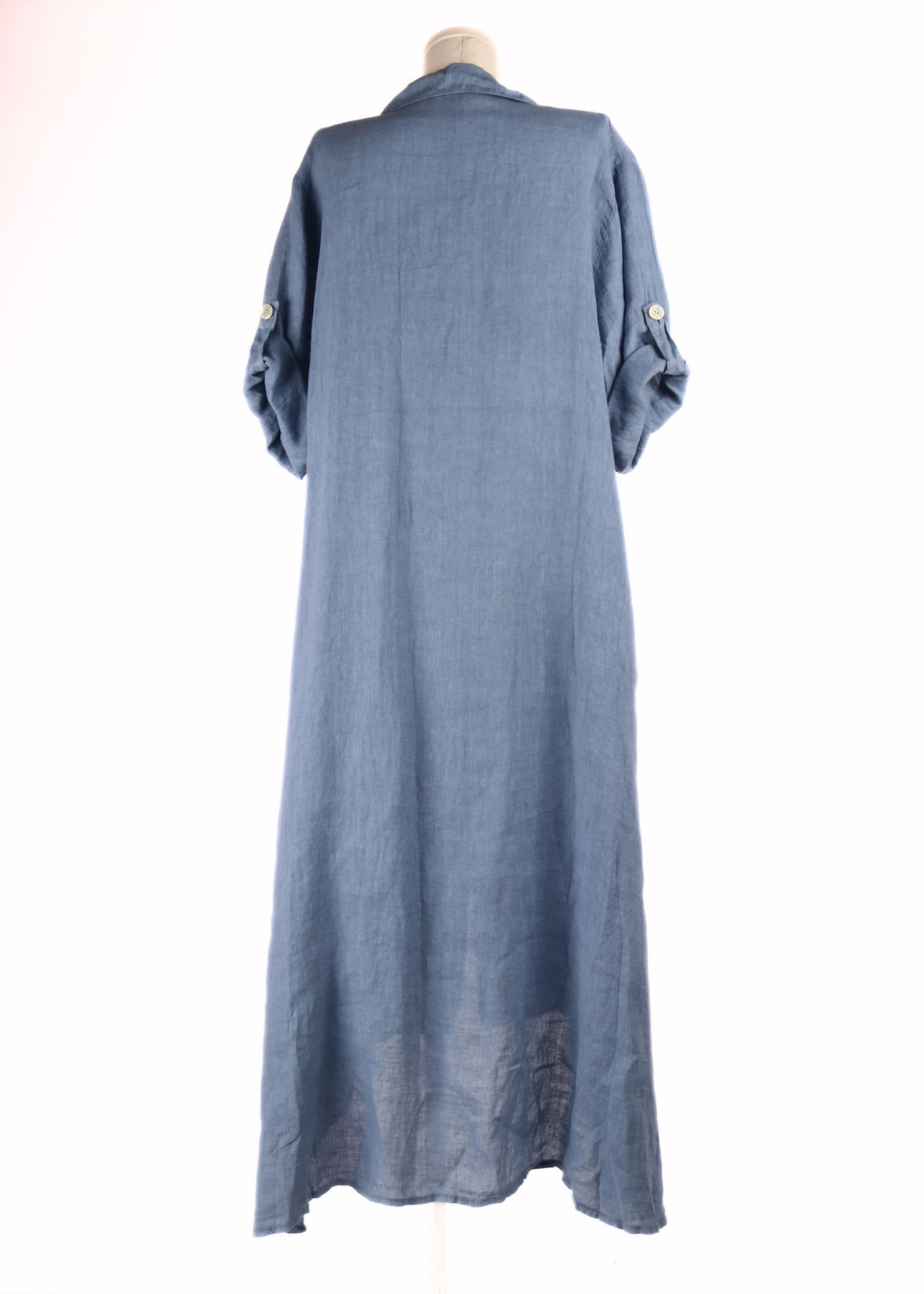 VESTIDO LINO MANGAS AJUSTABLES DENIM
