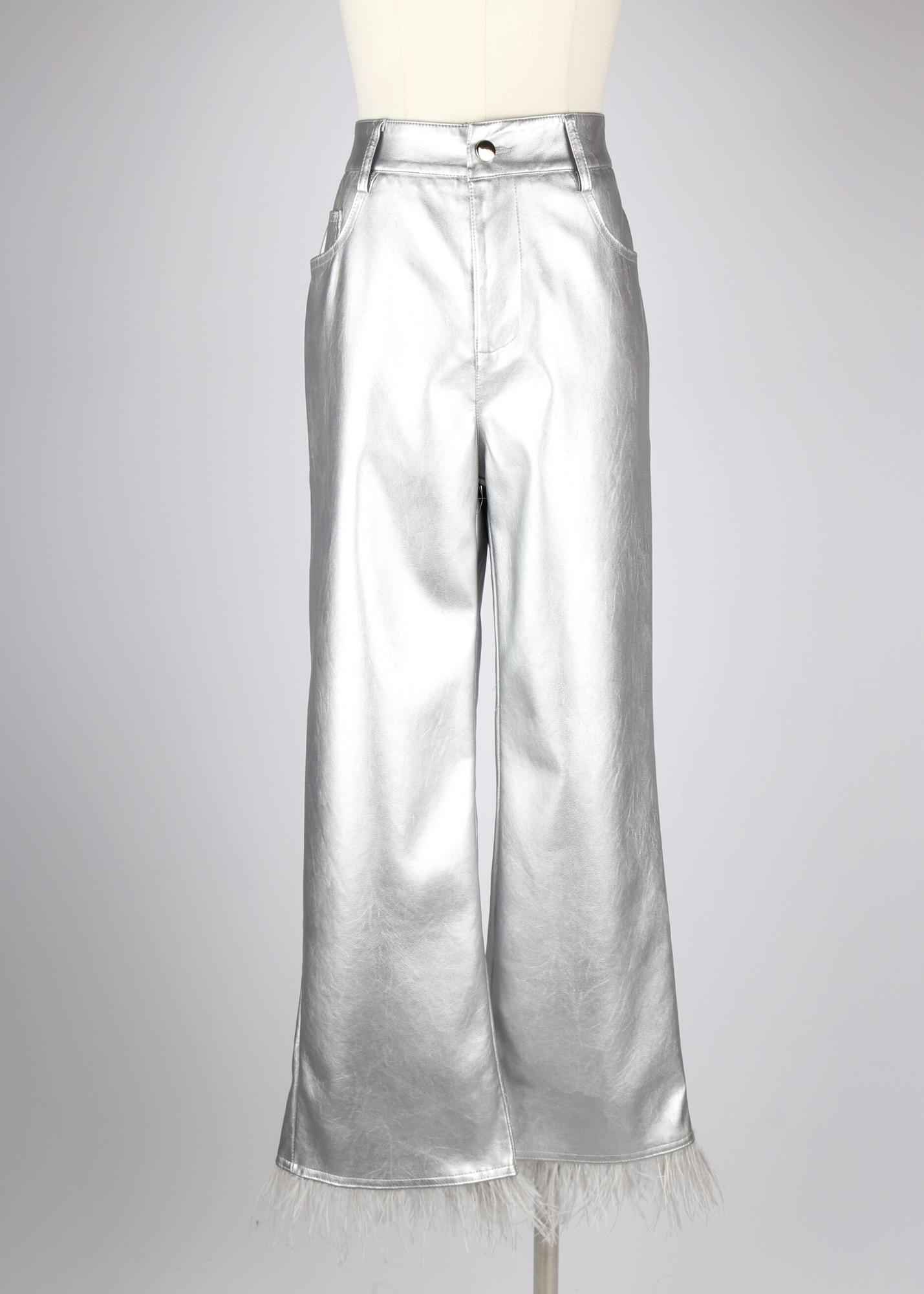 PANTALON PLUMAS VINIPIEL PLATA