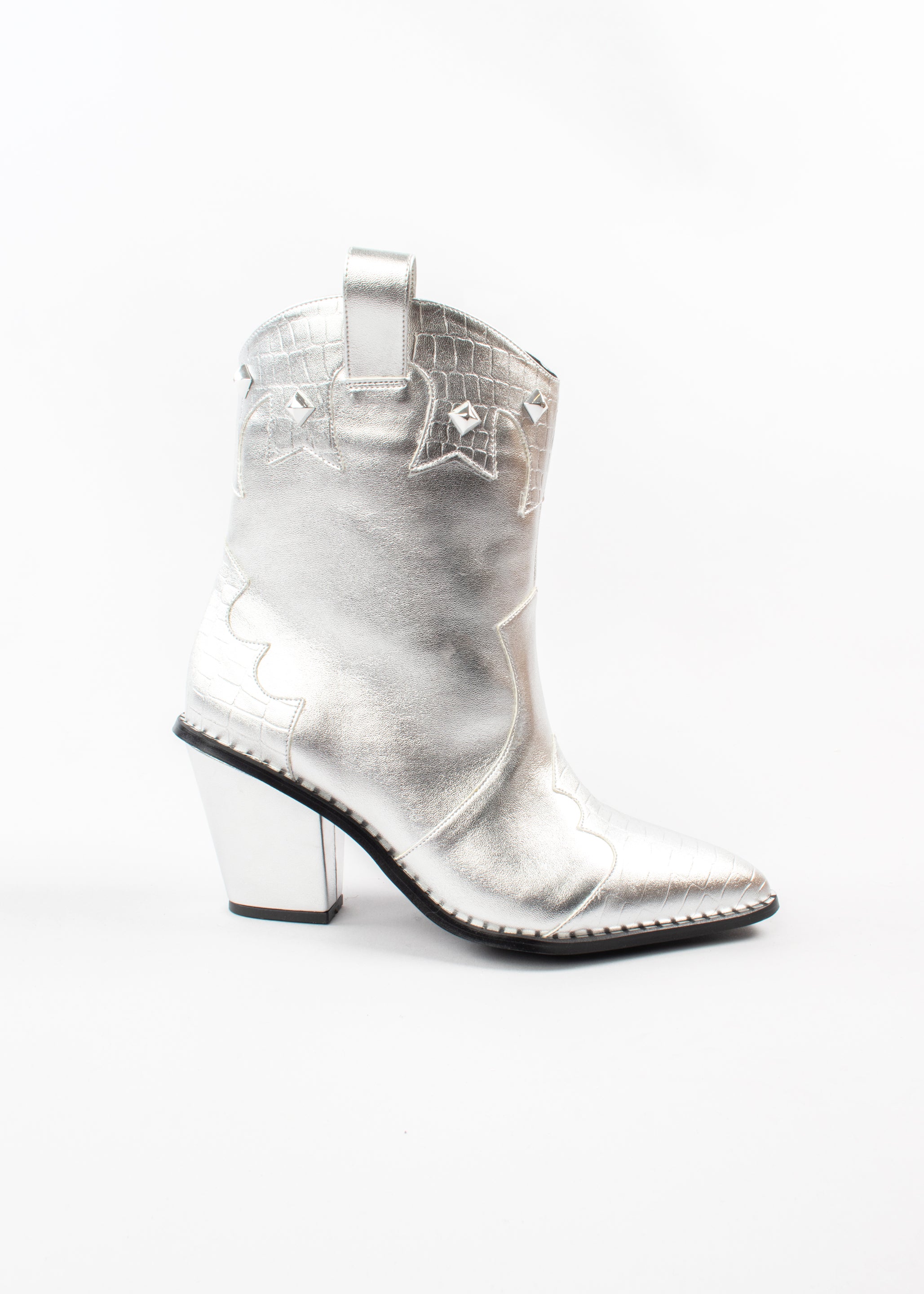 Botas vaquera cuña plata