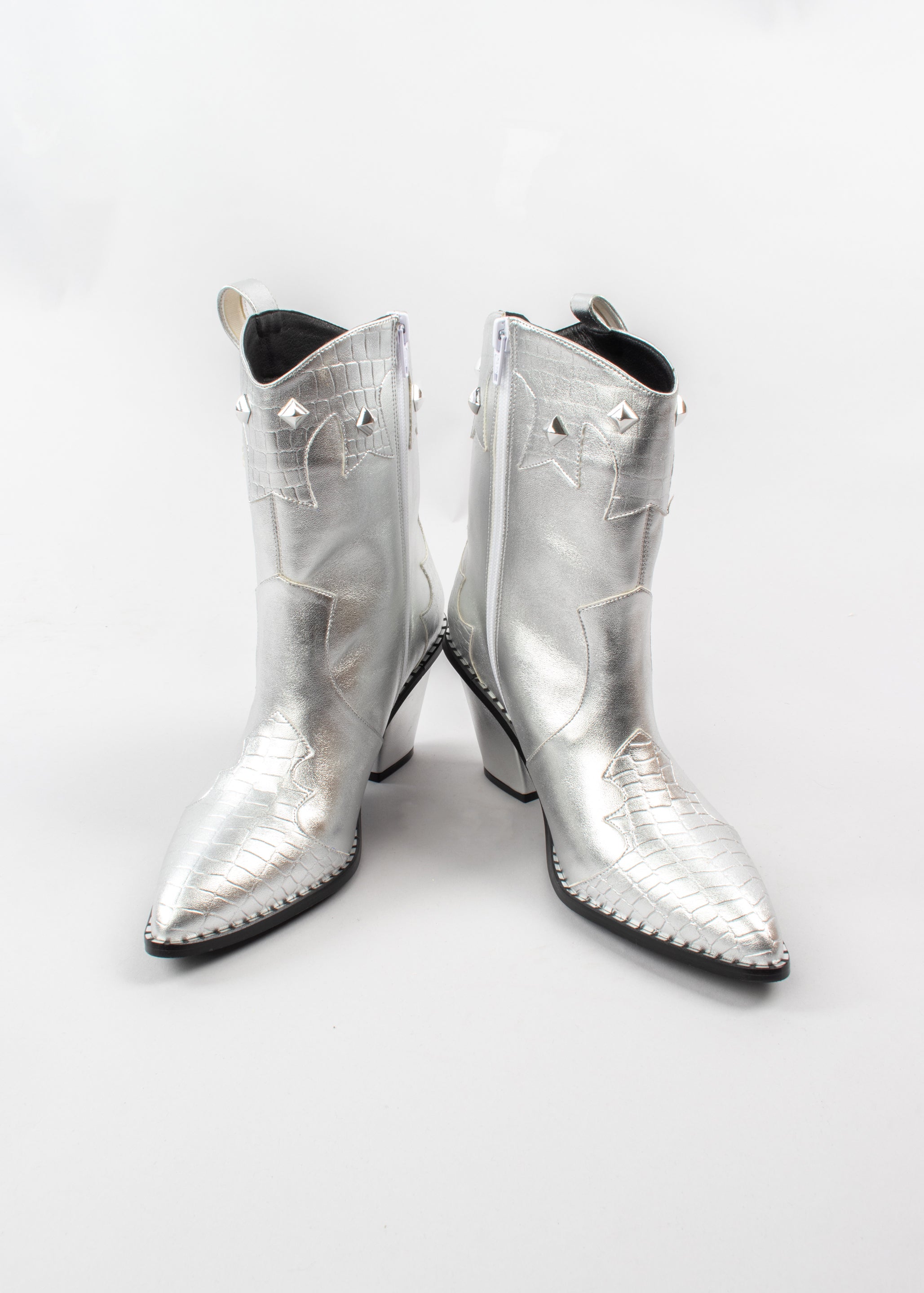 Botas vaquera cuña plata