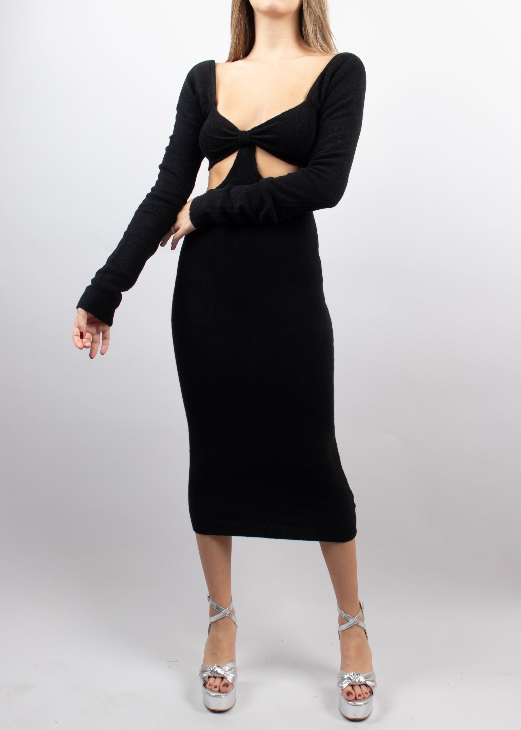 VESTIDO PUNTO MIDI CON LAZO N