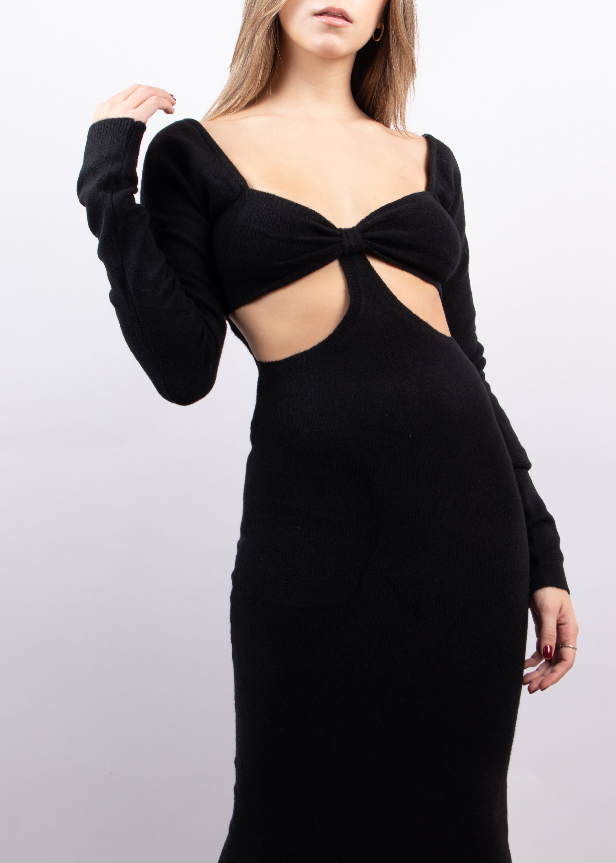 VESTIDO PUNTO MIDI CON LAZO N