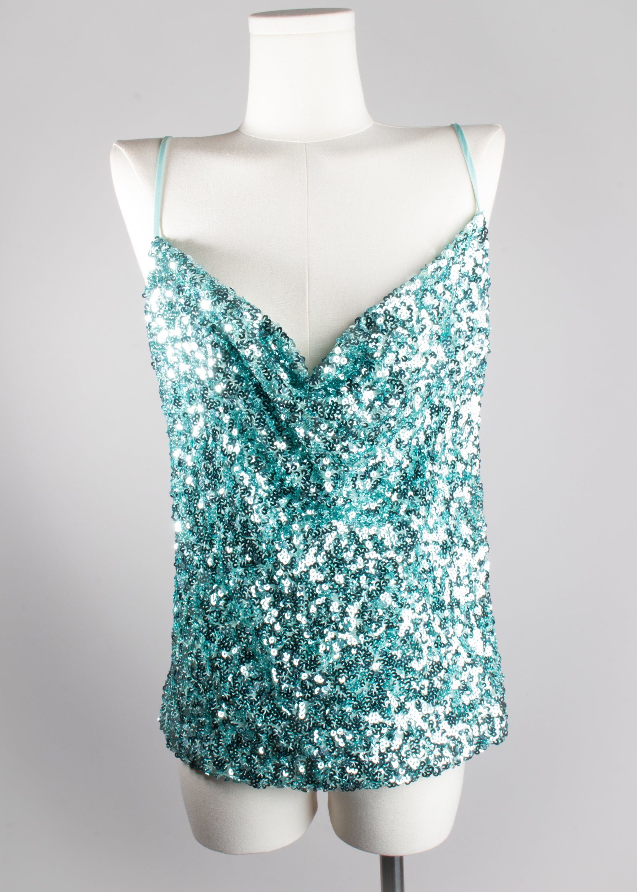 Sky blue sequins blouse