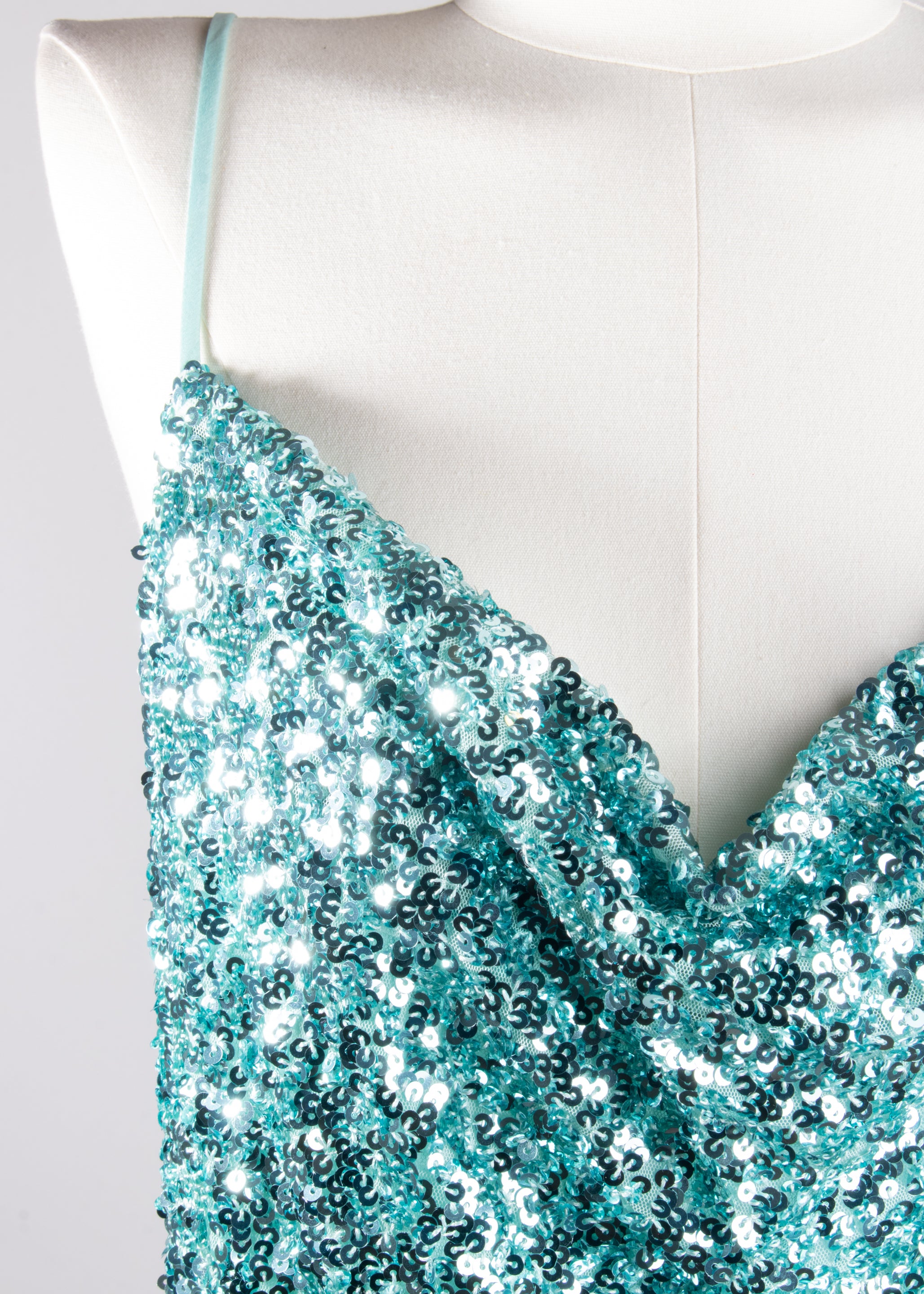 Sky blue sequins blouse