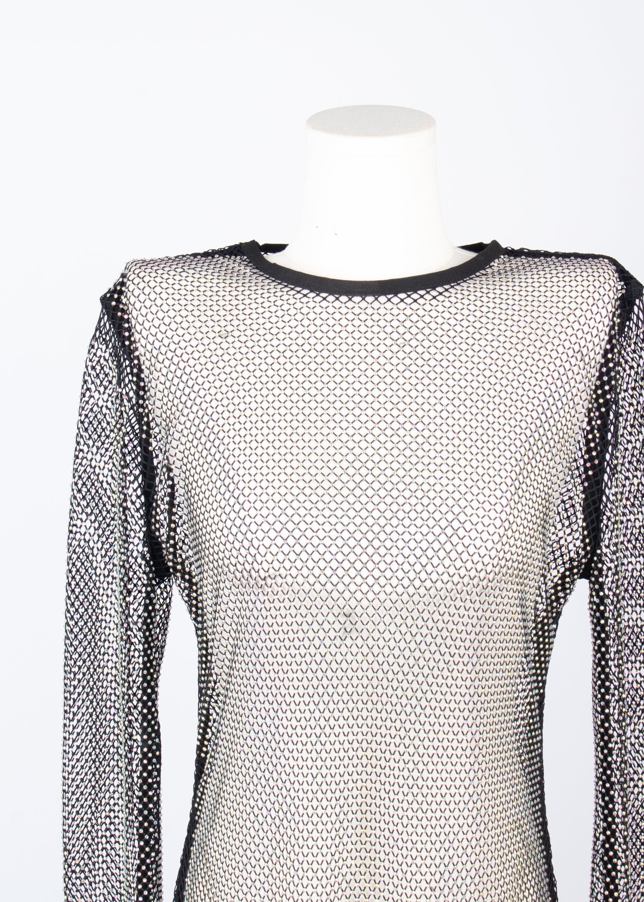 Ep luxury vestido mesh y plumas incrustaciones