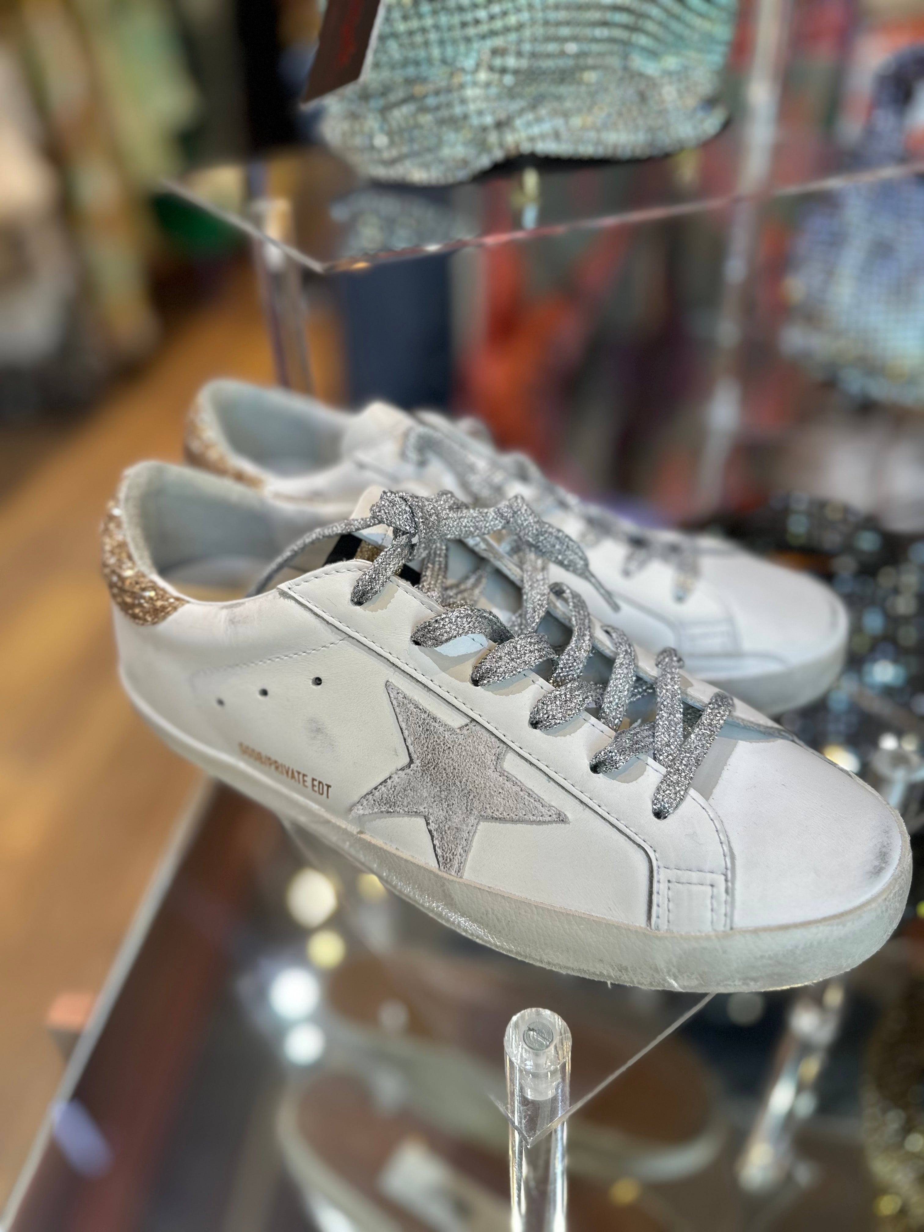 TENIS WHITE GOLD GLITTER GOLDEN GOOSE