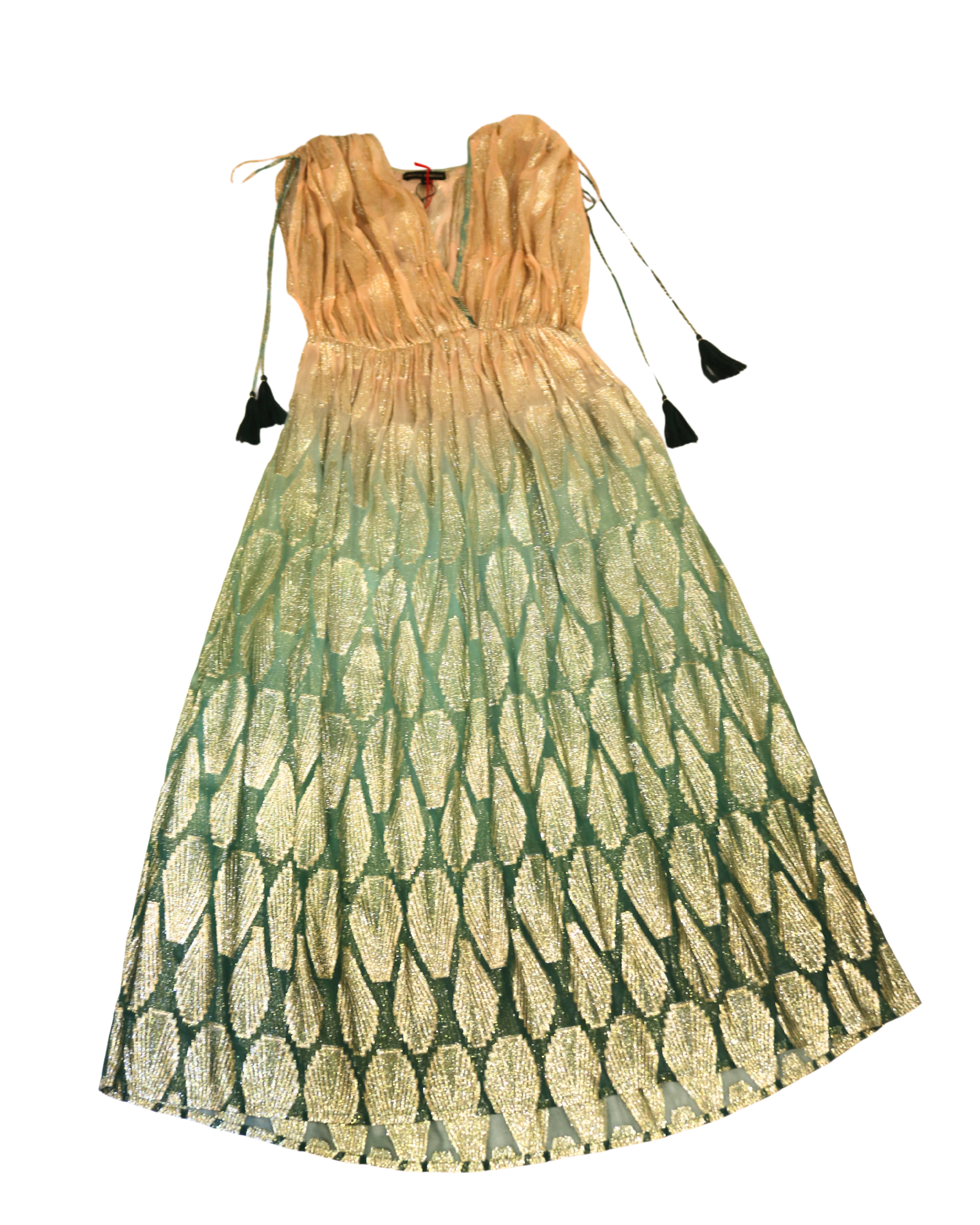 EP LUXURY INDIA MAXI VESTIDO JUNGLE GREEN