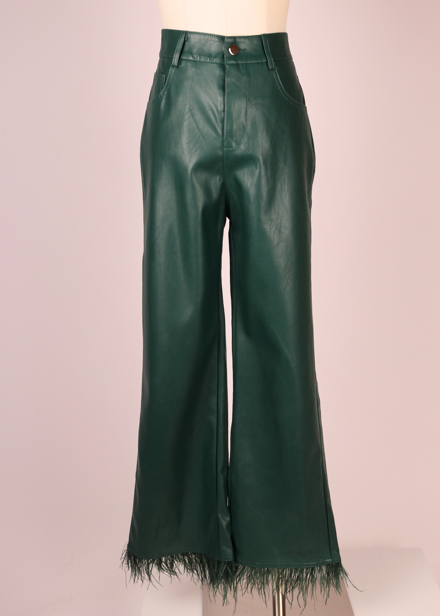 PANTALON PLUMAS VINIPIEL VERDE