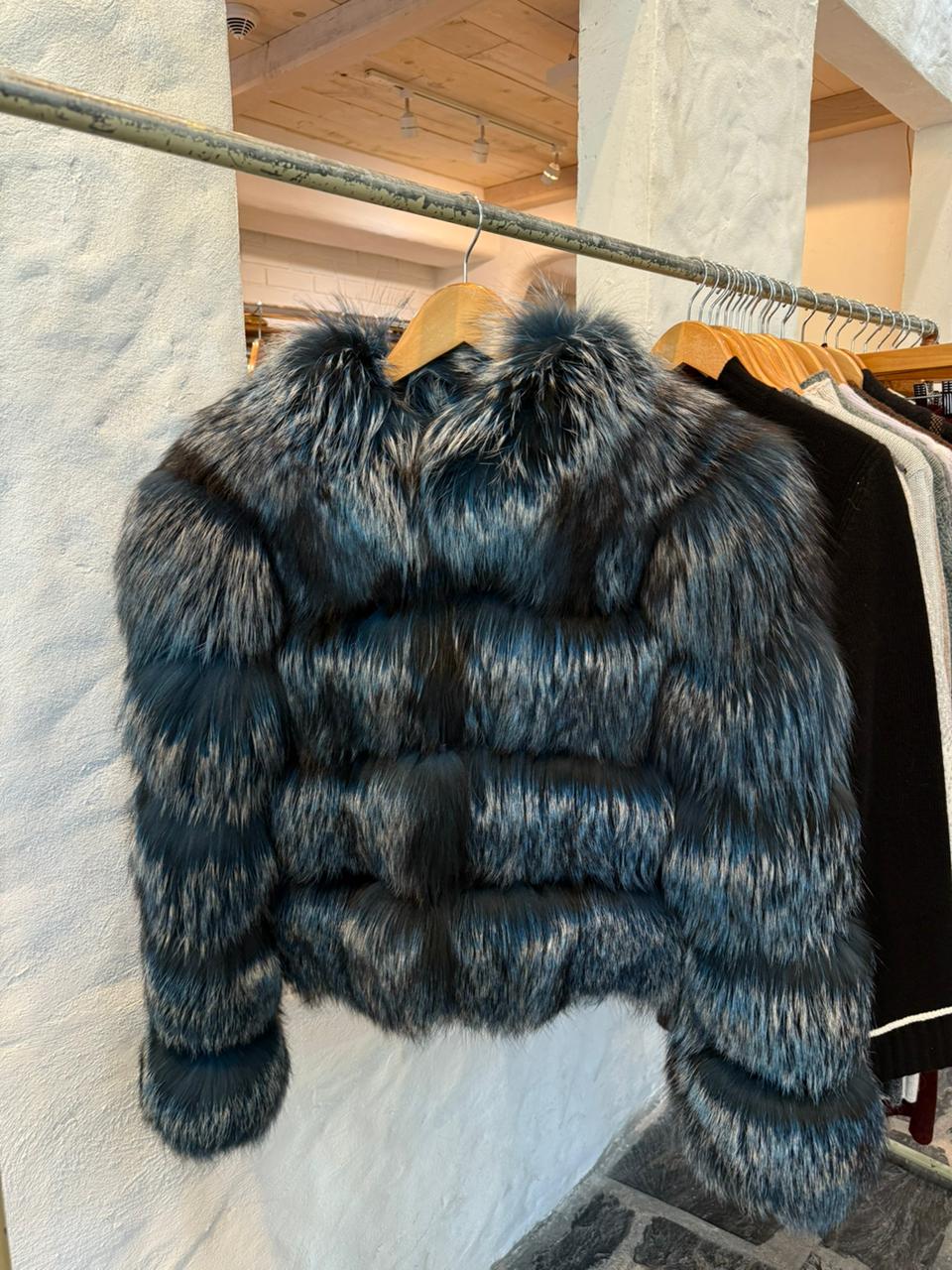 SHORT TURQUOISE FOX FUR COAT