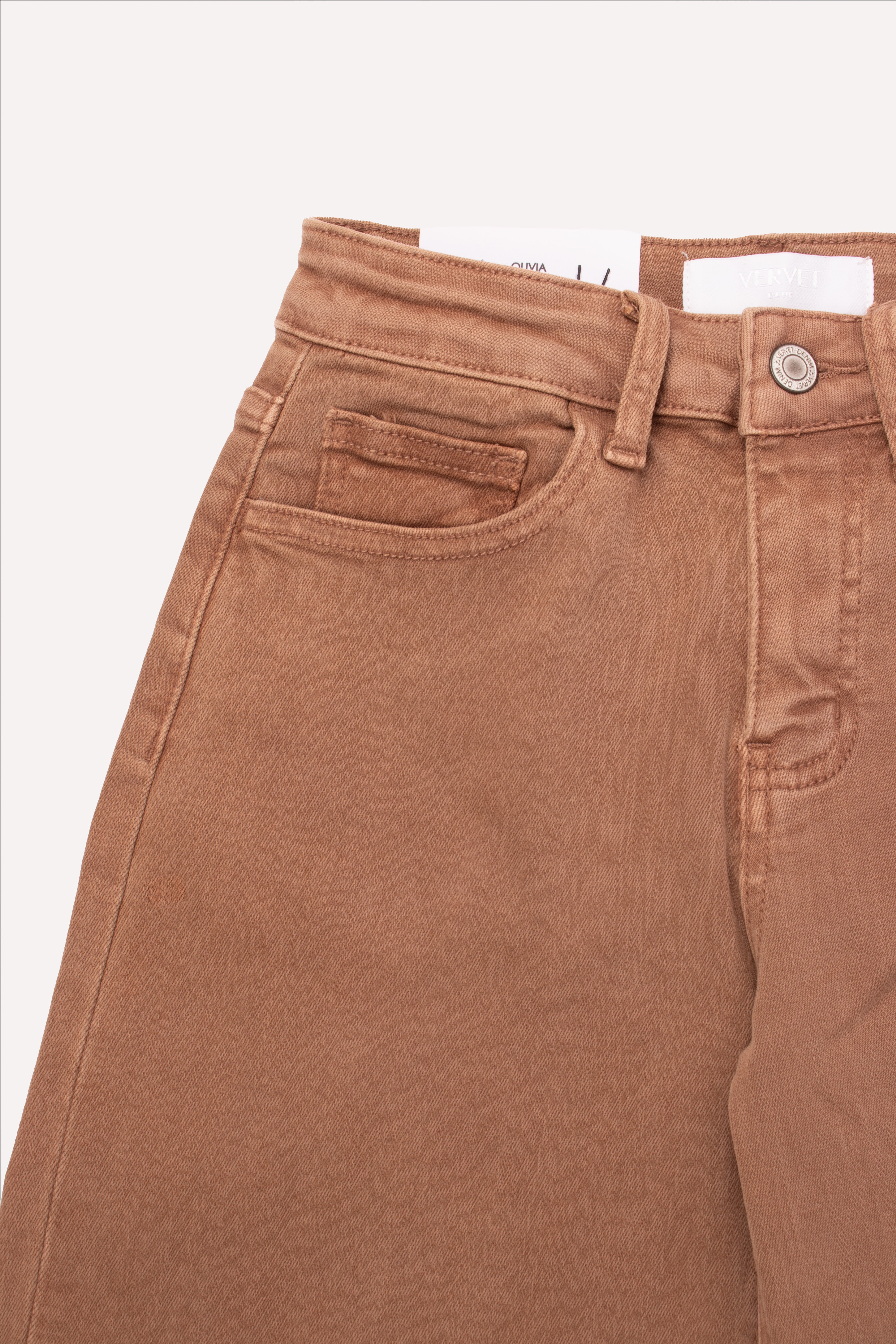 JEANS VERVET CROPPED WIDE LEG MARRON