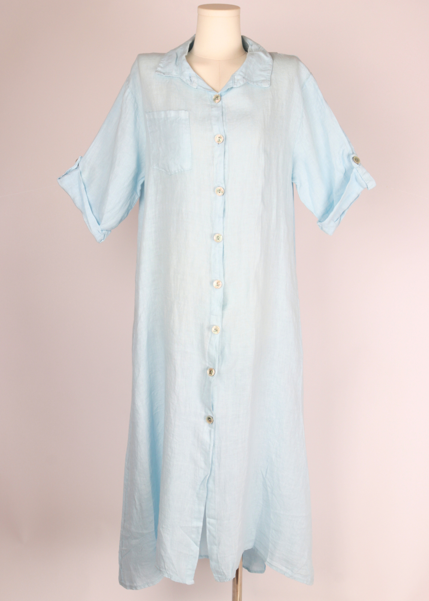 VESTIDO LINO MANGAS AJUSTABLES C