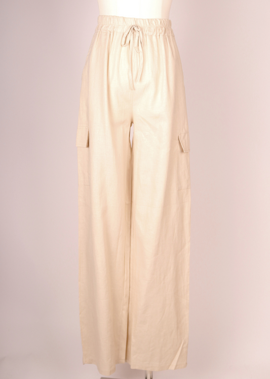 PANTALON CARGO DE LINO