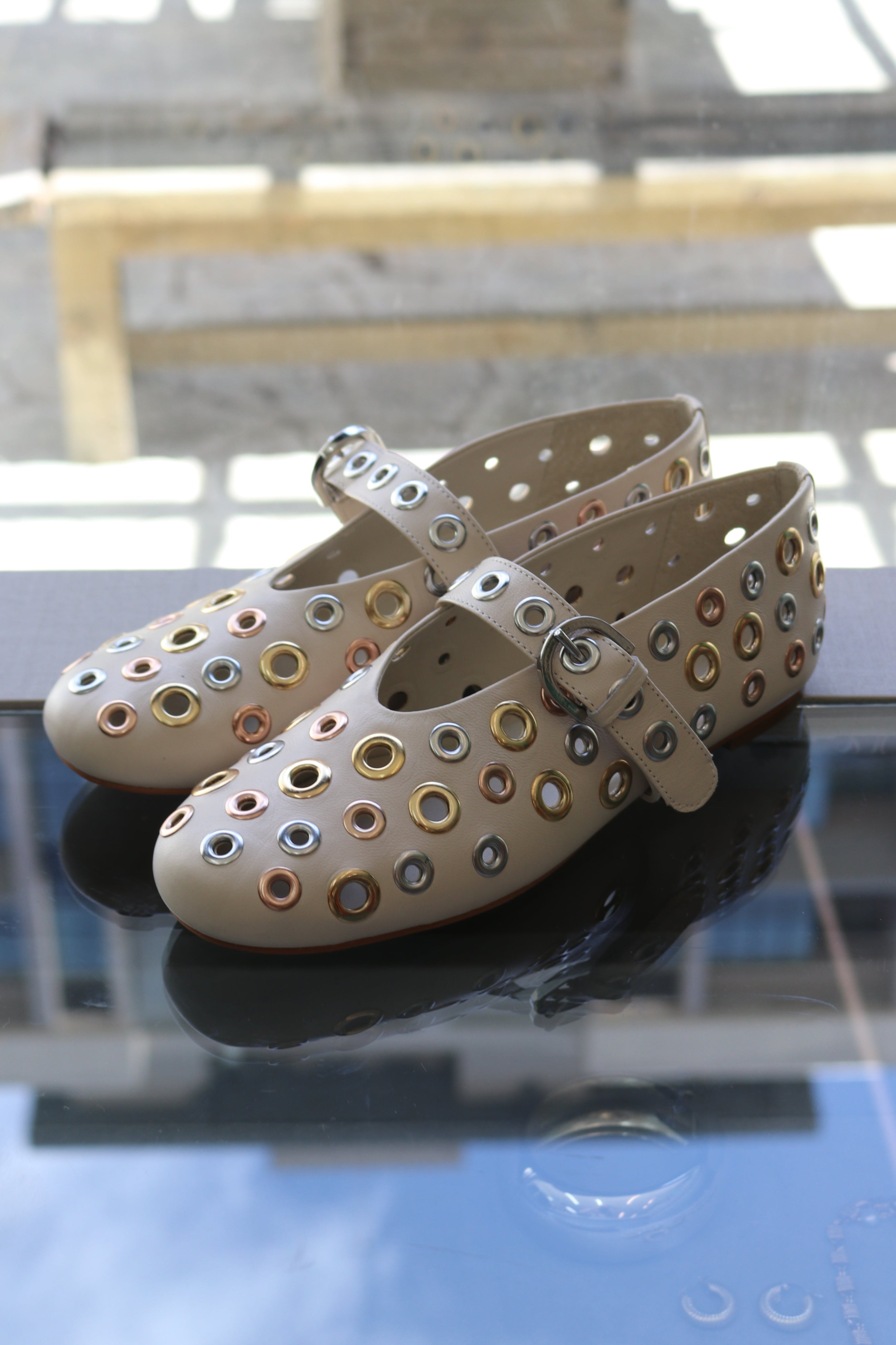 CARRANO FLATS LEATHER EMBELLISHED