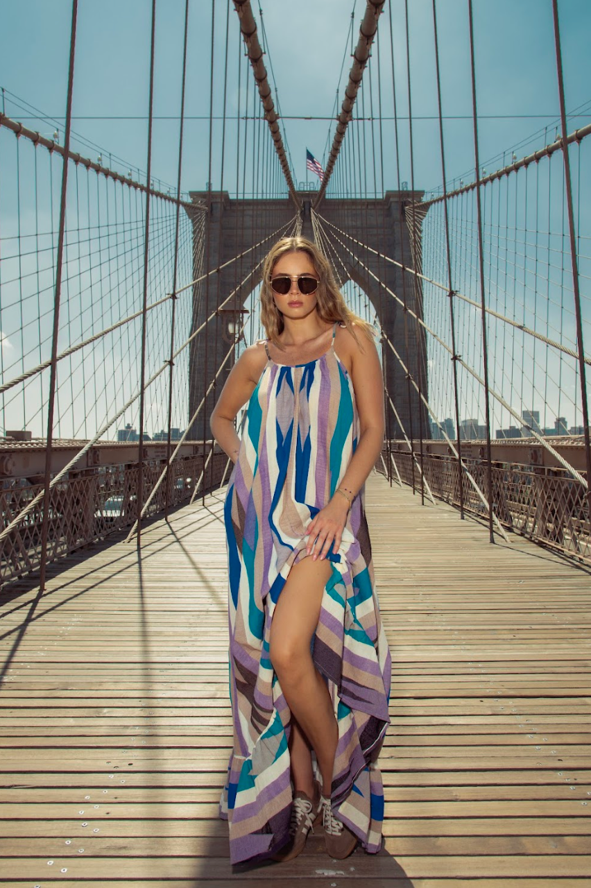 EP LUXURY PARIS VESTIDO NINA A RAYAS AZUL