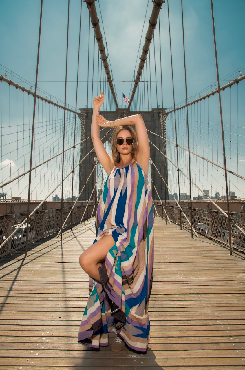 EP LUXURY PARIS VESTIDO NINA A RAYAS AZUL
