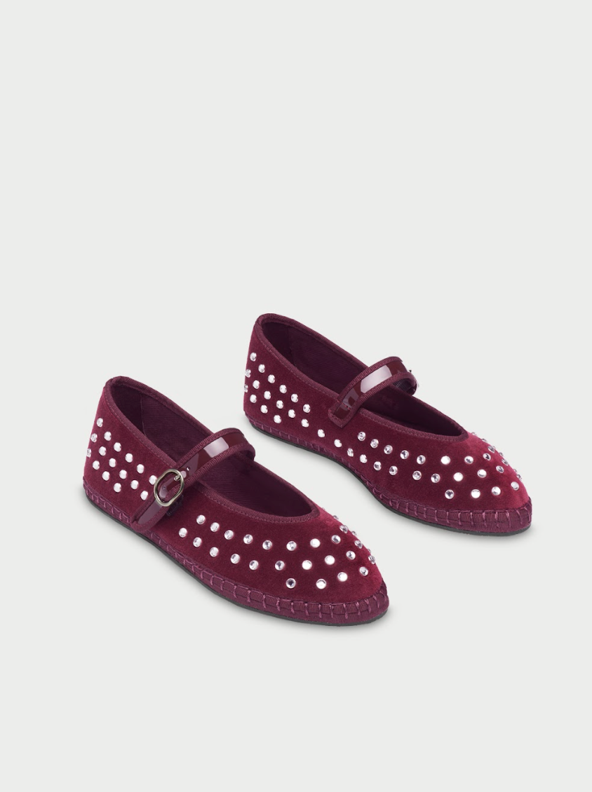 FLABELUS BALERINA MAE BURGUNDY VELVET