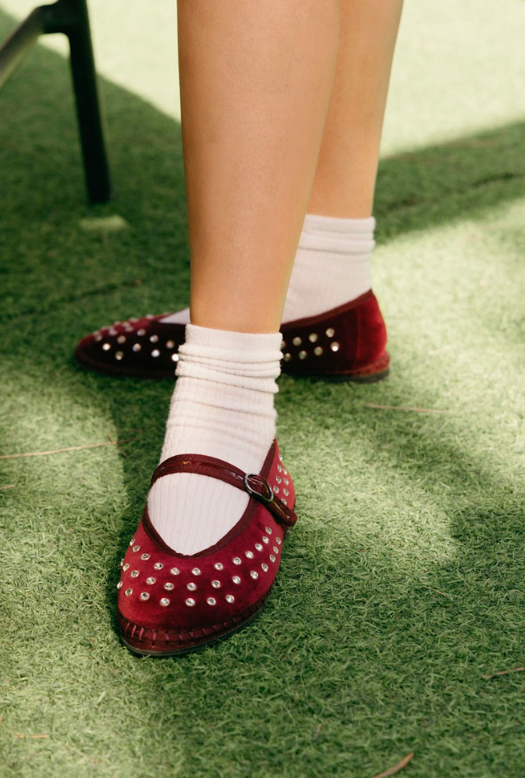 FLABELUS BALERINA MAE BURGUNDY VELVET