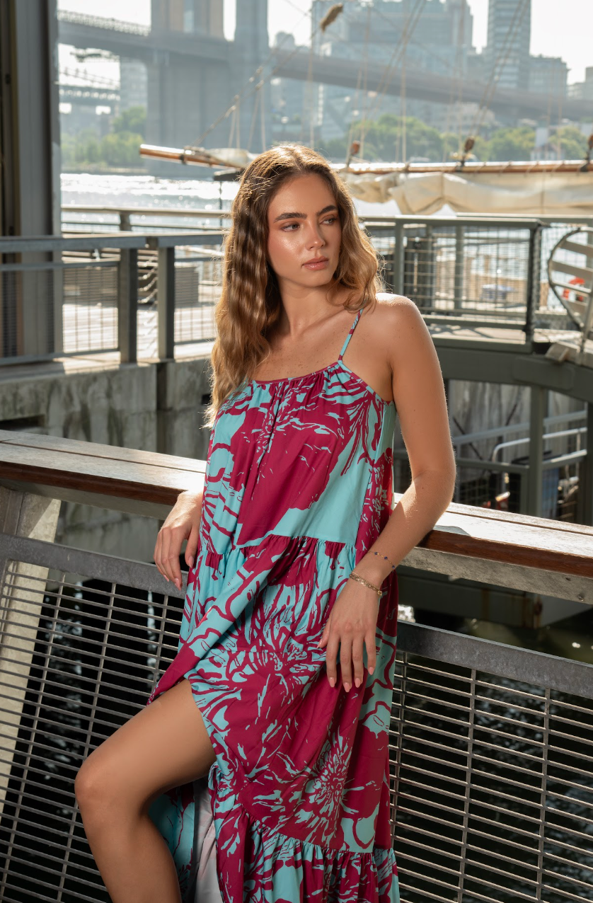EP LUXURY MAXI VESTIDO ESTAMPADO CON BOLSILLOS