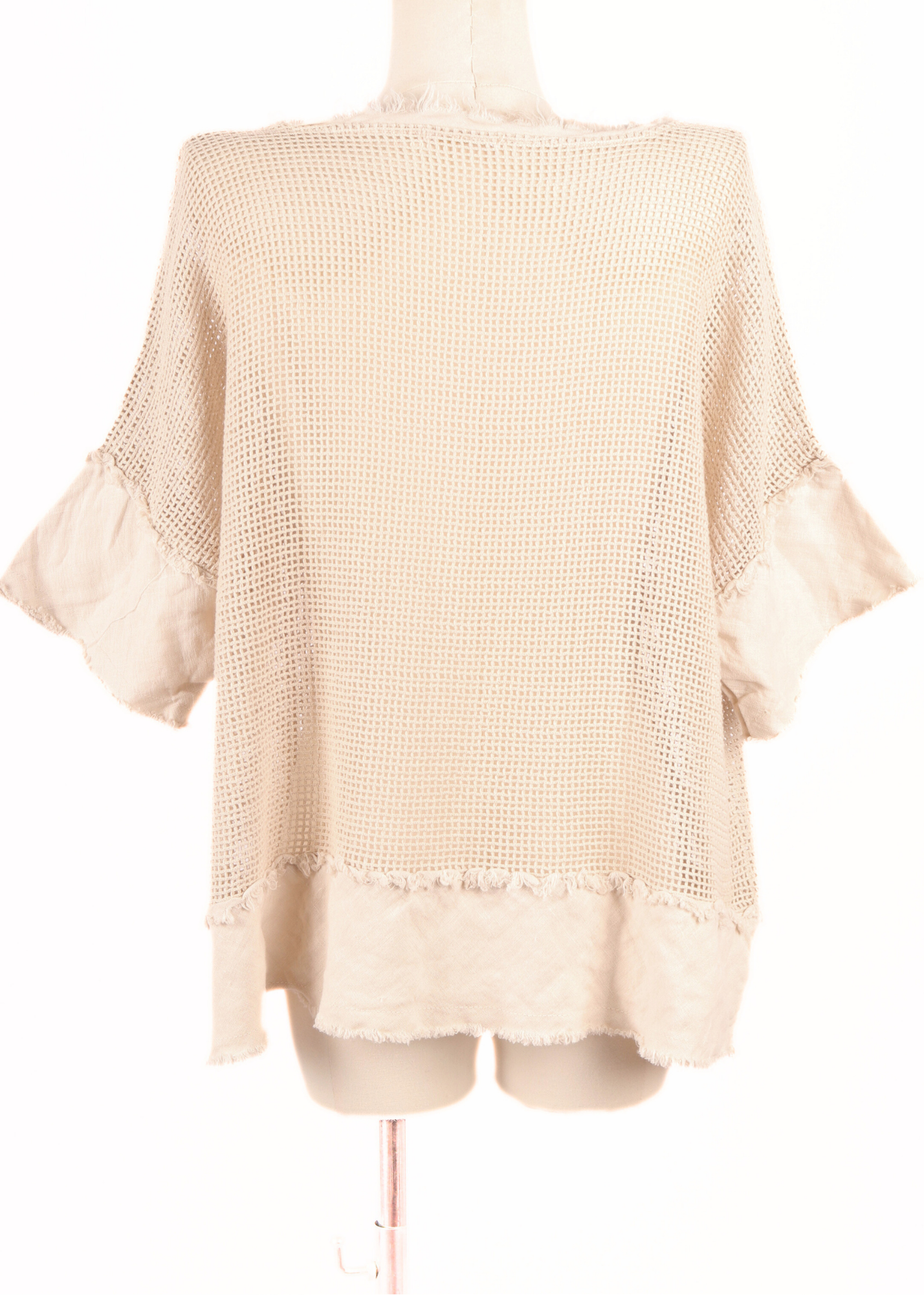 EP LUXURY BLUSA TOP RED Y FLECOS BEIGE