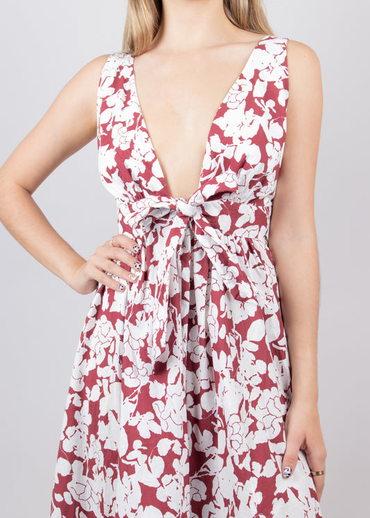 Vestido floral escote profundo